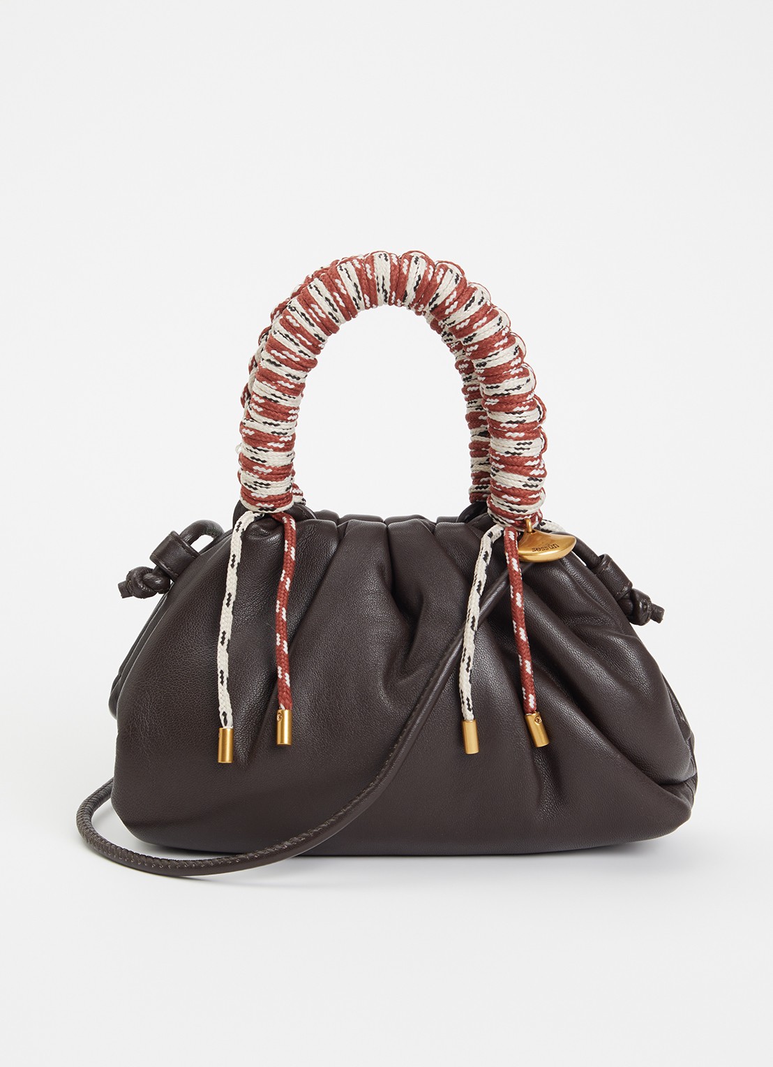 Sessùn Chaton crossbodytas van lamsleer - voorkant donkerbruin