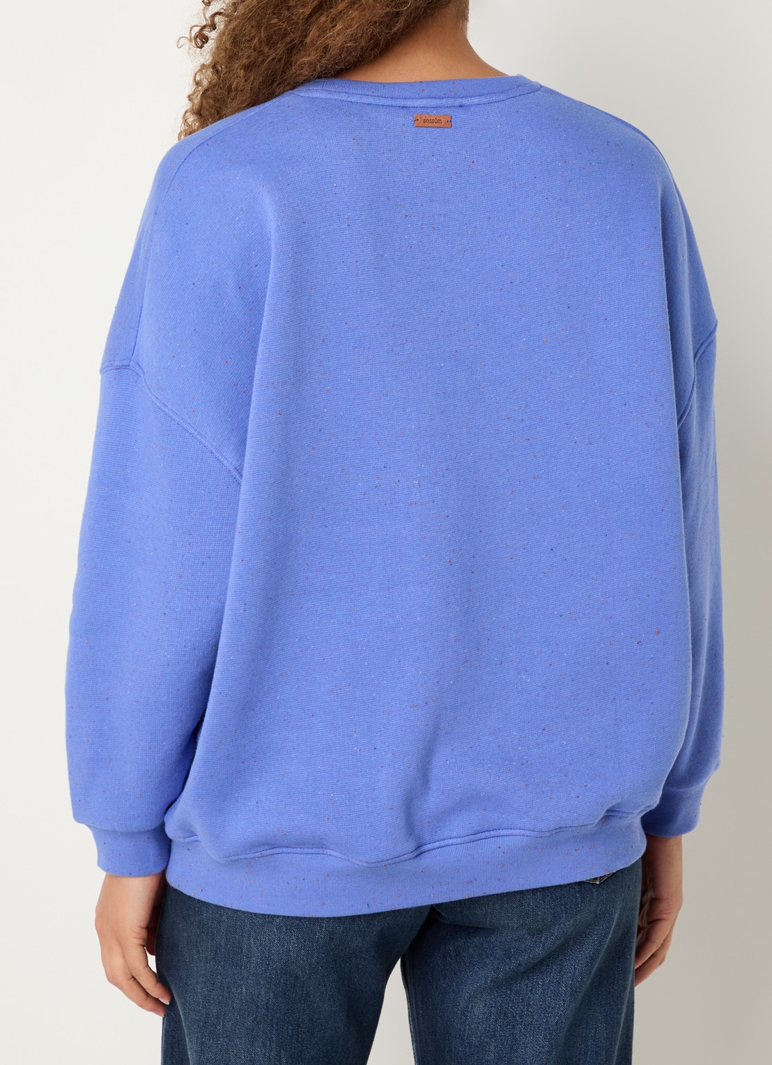 Sessùn Chebbi oversized sweater in linnenblend met gemêleerd dessin - achterkant 3 blauw