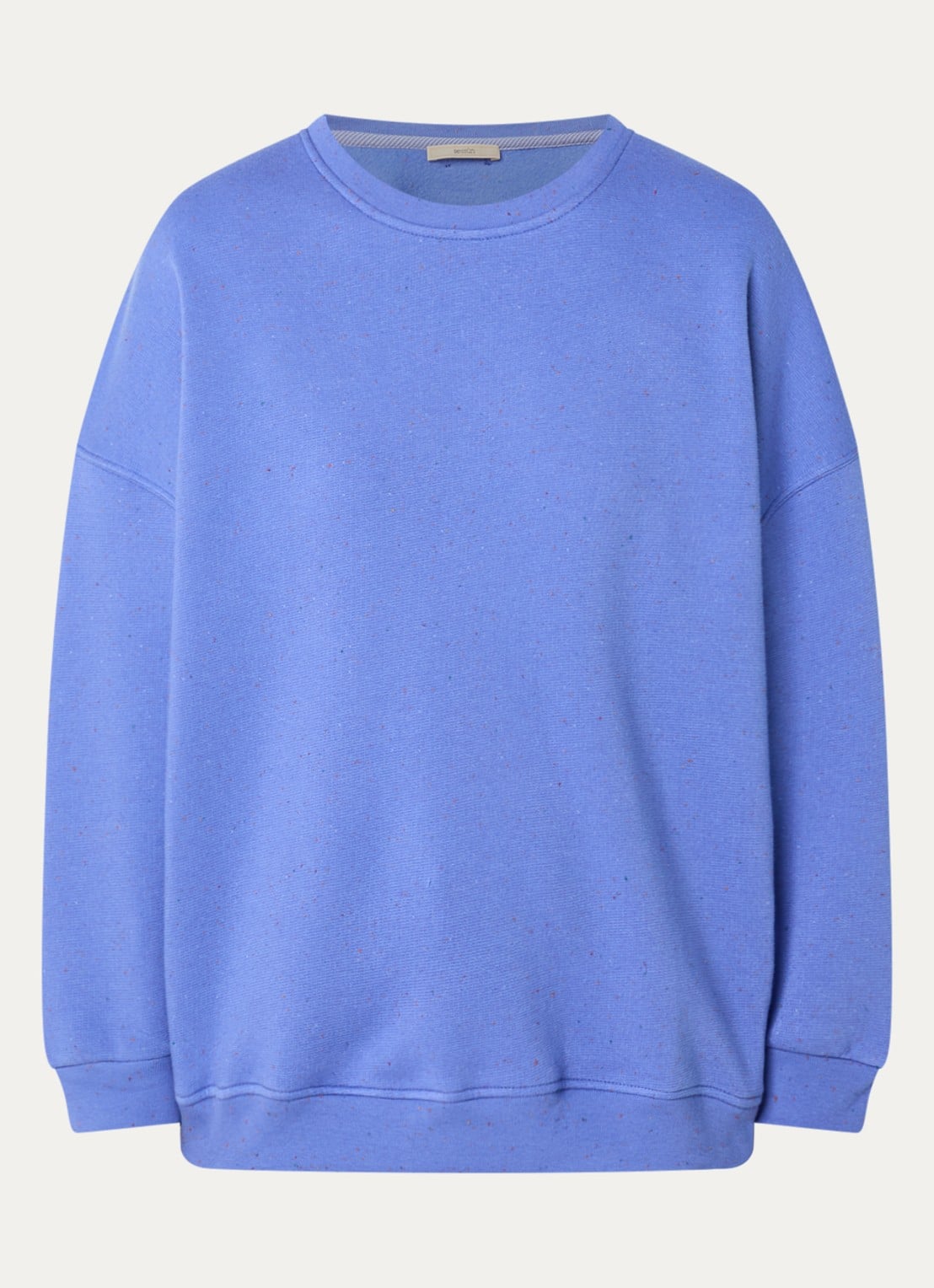 Sessùn Chebbi oversized sweater in linnenblend met gemêleerd dessin - voorkant blauw