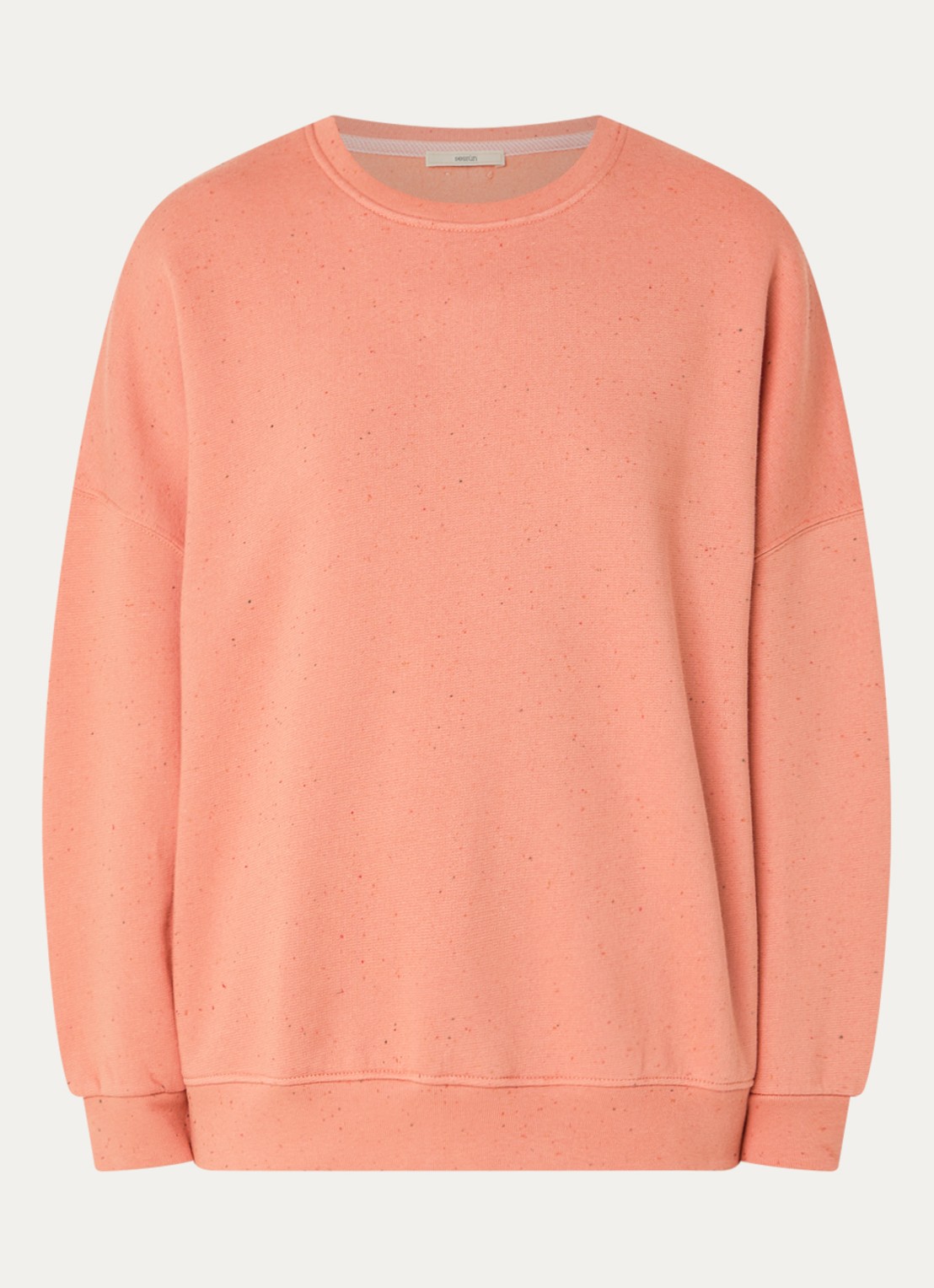 Sessùn Chebbi oversized sweater in linnenblend met gemêleerd dessin - voorkant 3 zalmroze