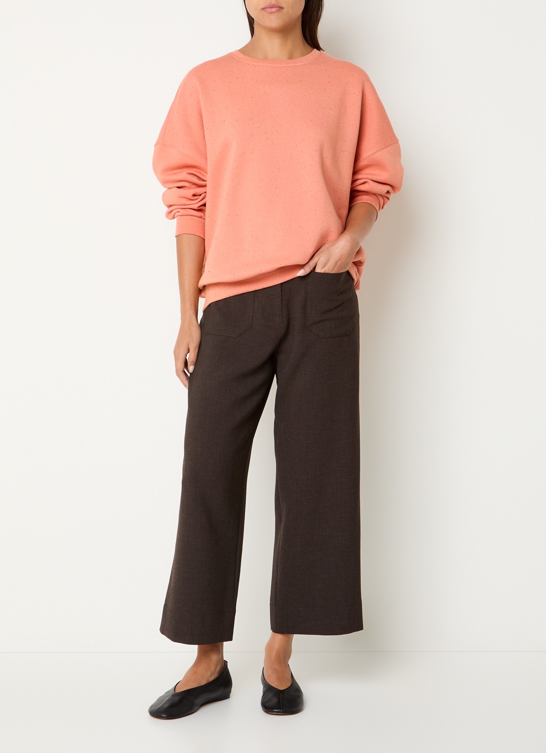 Sessùn Chebbi oversized sweater in linnenblend met gemêleerd dessin - voorkant 4 zalmroze
