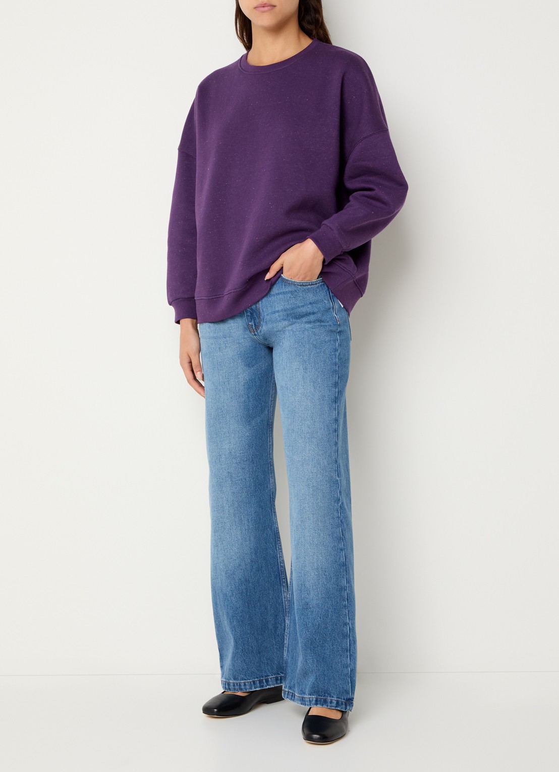 Sessùn Chebbi sweater in linnenblend met ronde hals - voorkant 4 paars