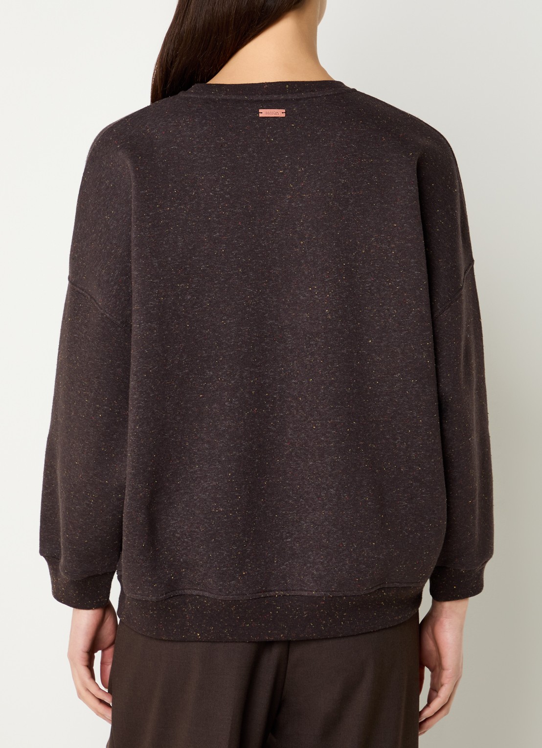 Sessùn Chebbi sweater in linnenblend met ronde hals - achterkant 4 bruin