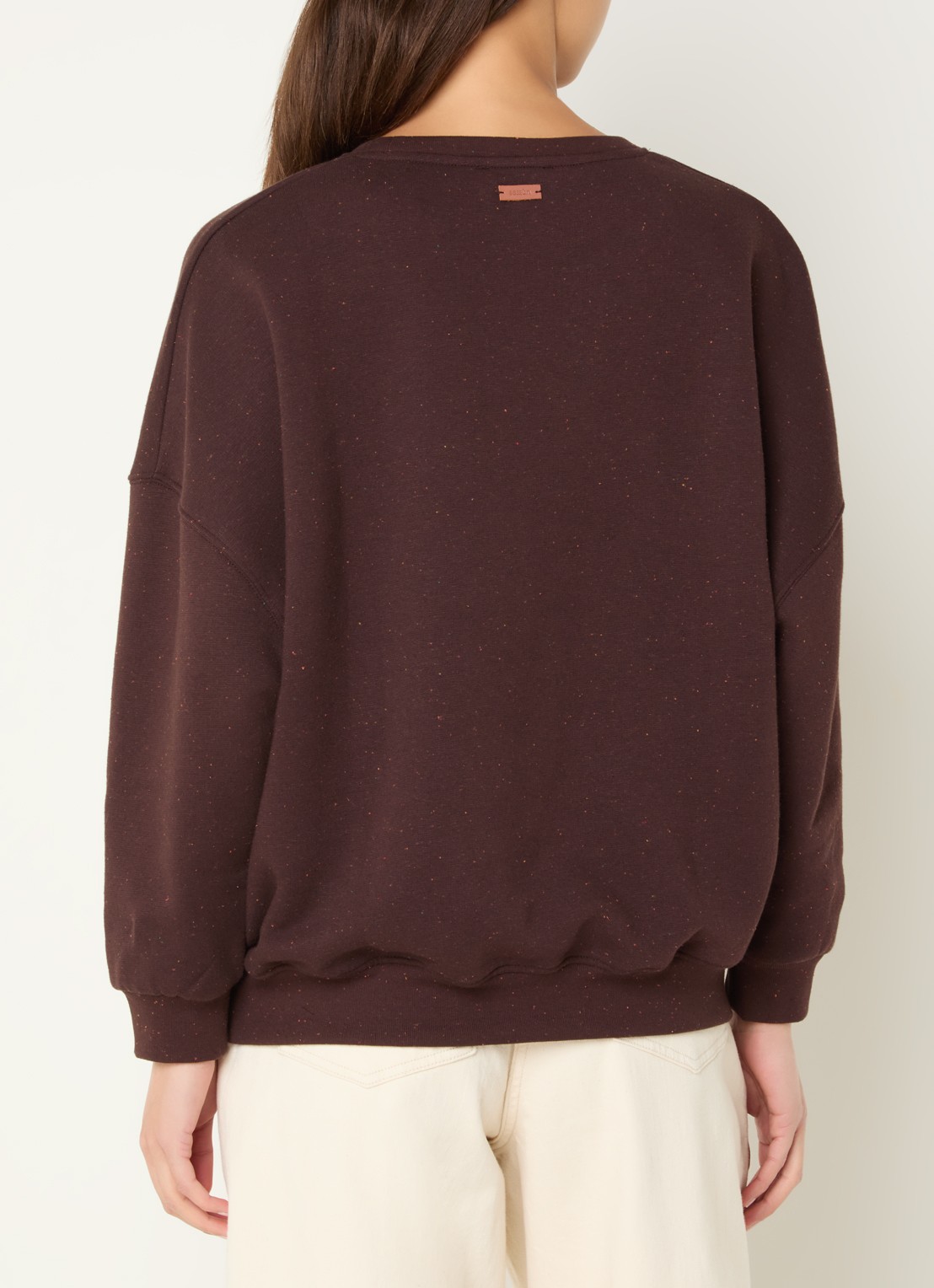 Sessùn Chebbi sweater in linnenblend - achterkant 4 donkerbruin