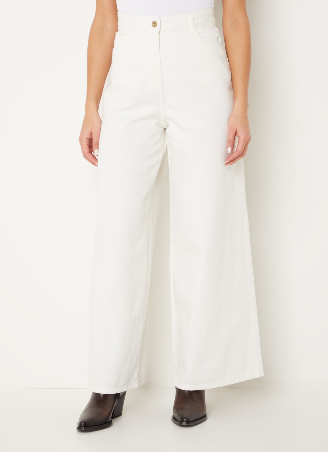 Sessùn Dalt high waist wide leg jeans met gekleurde wassing - detail 3 wit