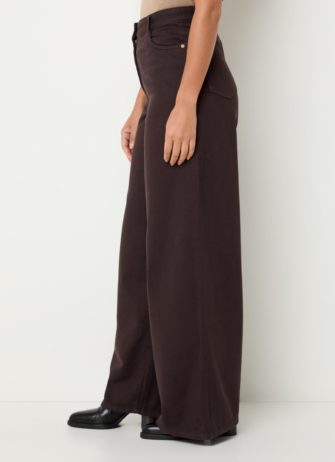Sessùn Dalt high waist wide leg jeans met gekleurde wassing - detail 5 donkerbruin
