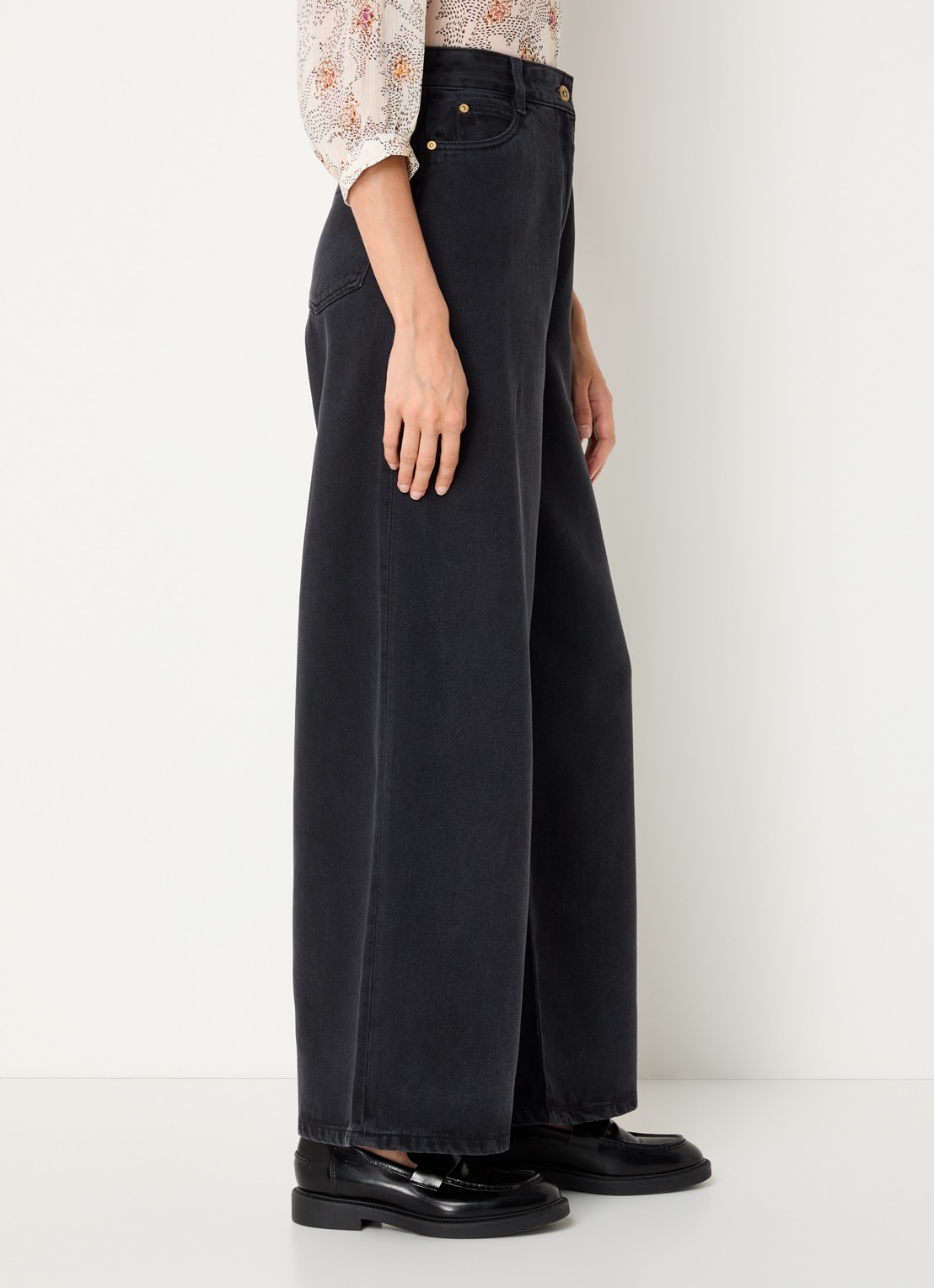 Sessùn Dalt high waist wide leg jeans  - detail 2 antraciet