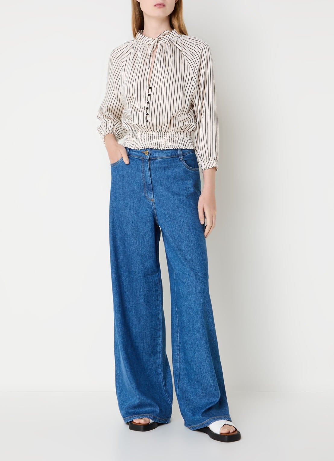 Sessùn Dalt high waist wide leg jeans  - voorkant 2 indigo