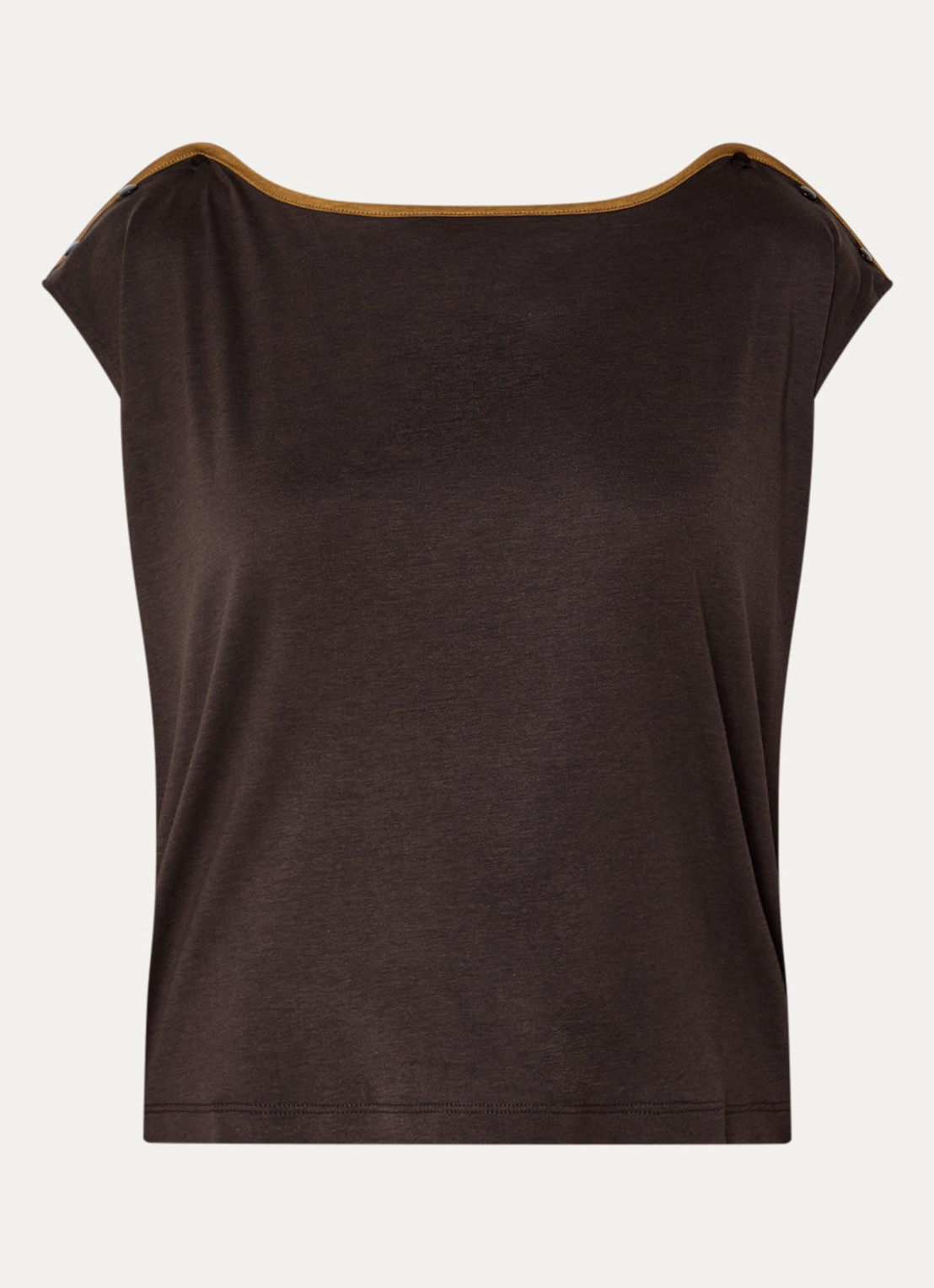 Sessùn Damari T-shirt met boothals - voorkant 3 donkerbruin