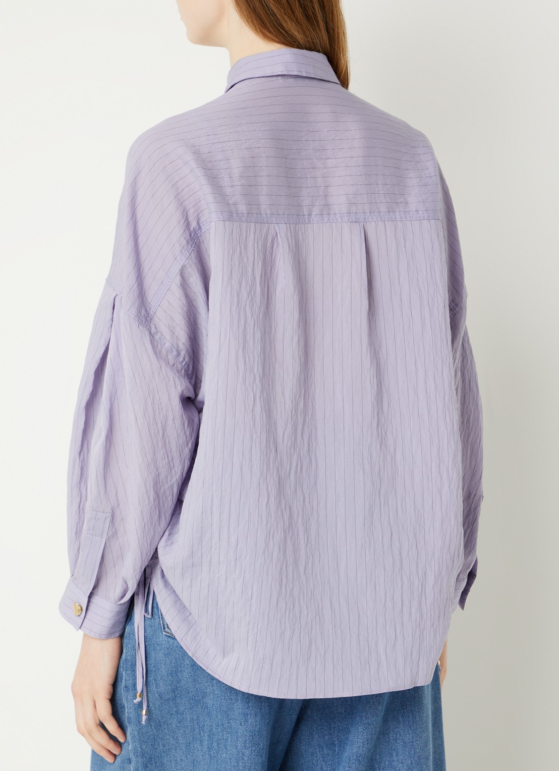 Sessùn Danie blouse met streepprint en gestrikt detail - achterkant paars