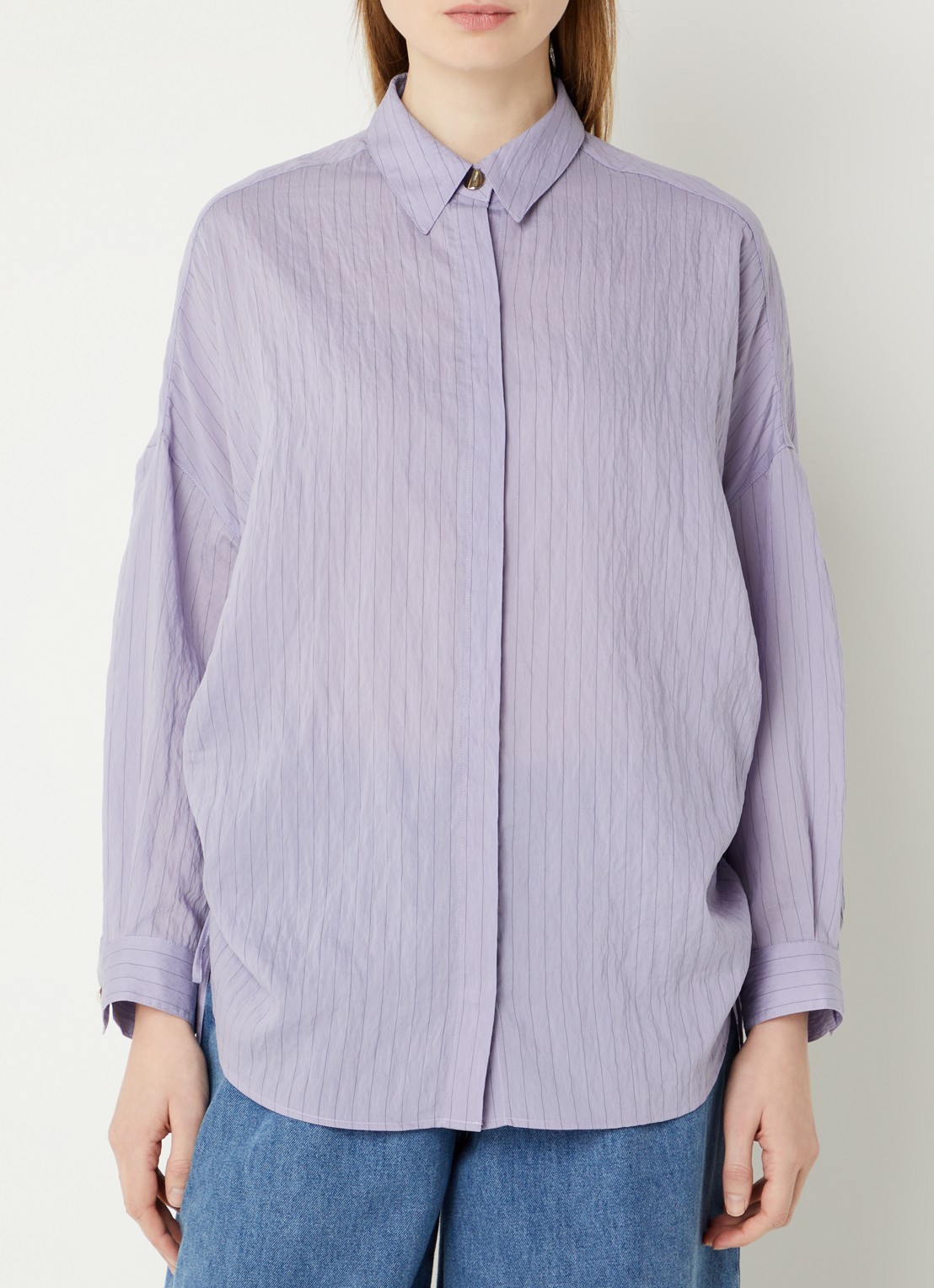 Sessùn Danie blouse met streepprint en gestrikt detail - detail 4 paars