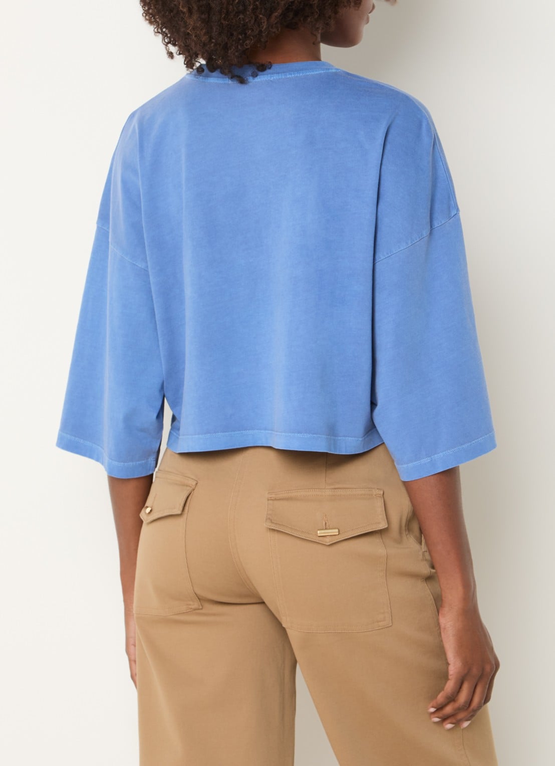 Sessùn Dario cropped T-shirt met stretch - achterkant 3 blauw
