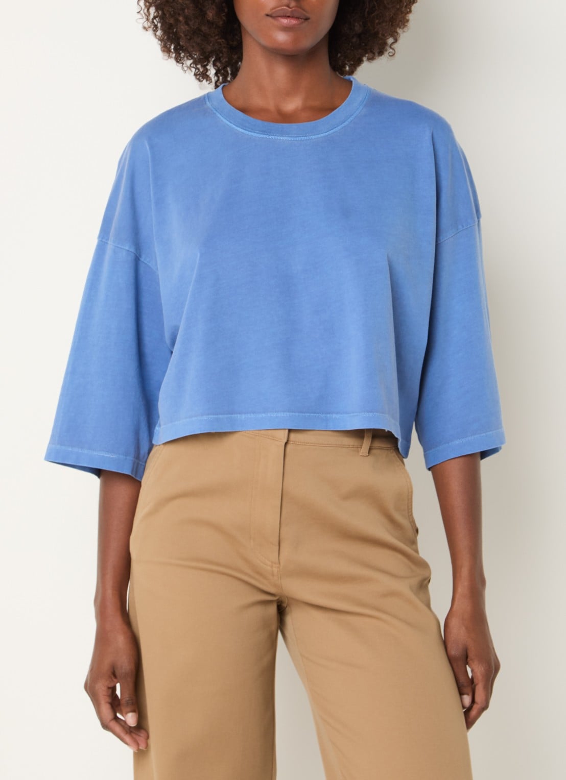 Sessùn Dario cropped T-shirt met stretch - detail 4 blauw