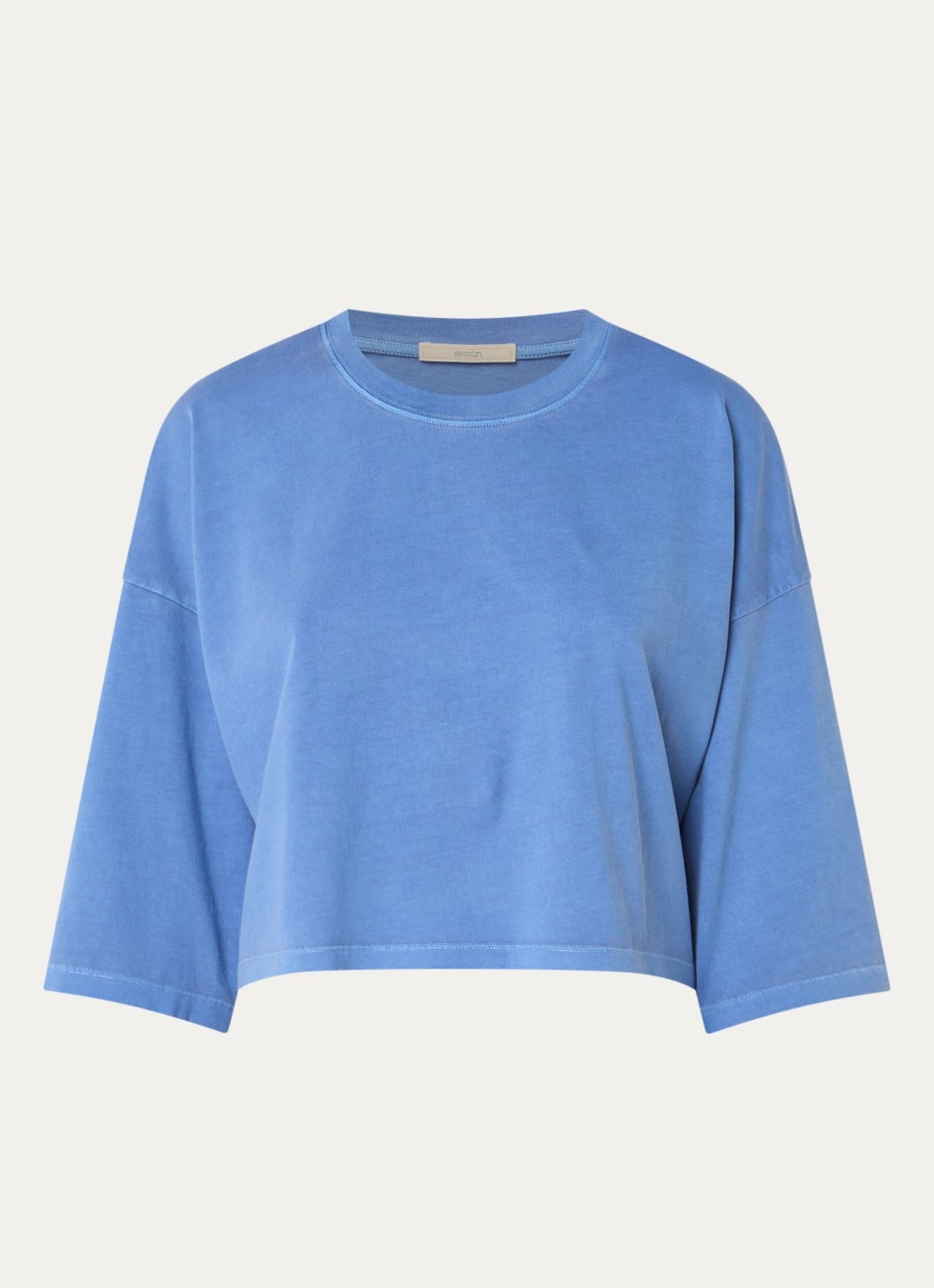 Sessùn Dario cropped T-shirt met stretch - voorkant blauw