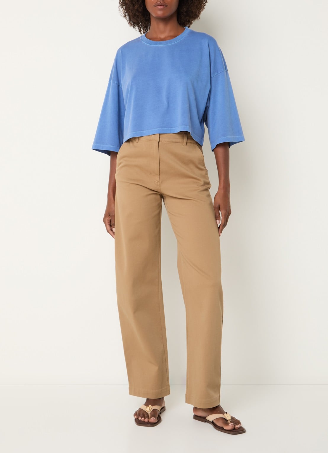 Sessùn Dario cropped T-shirt met stretch - voorkant 2 blauw