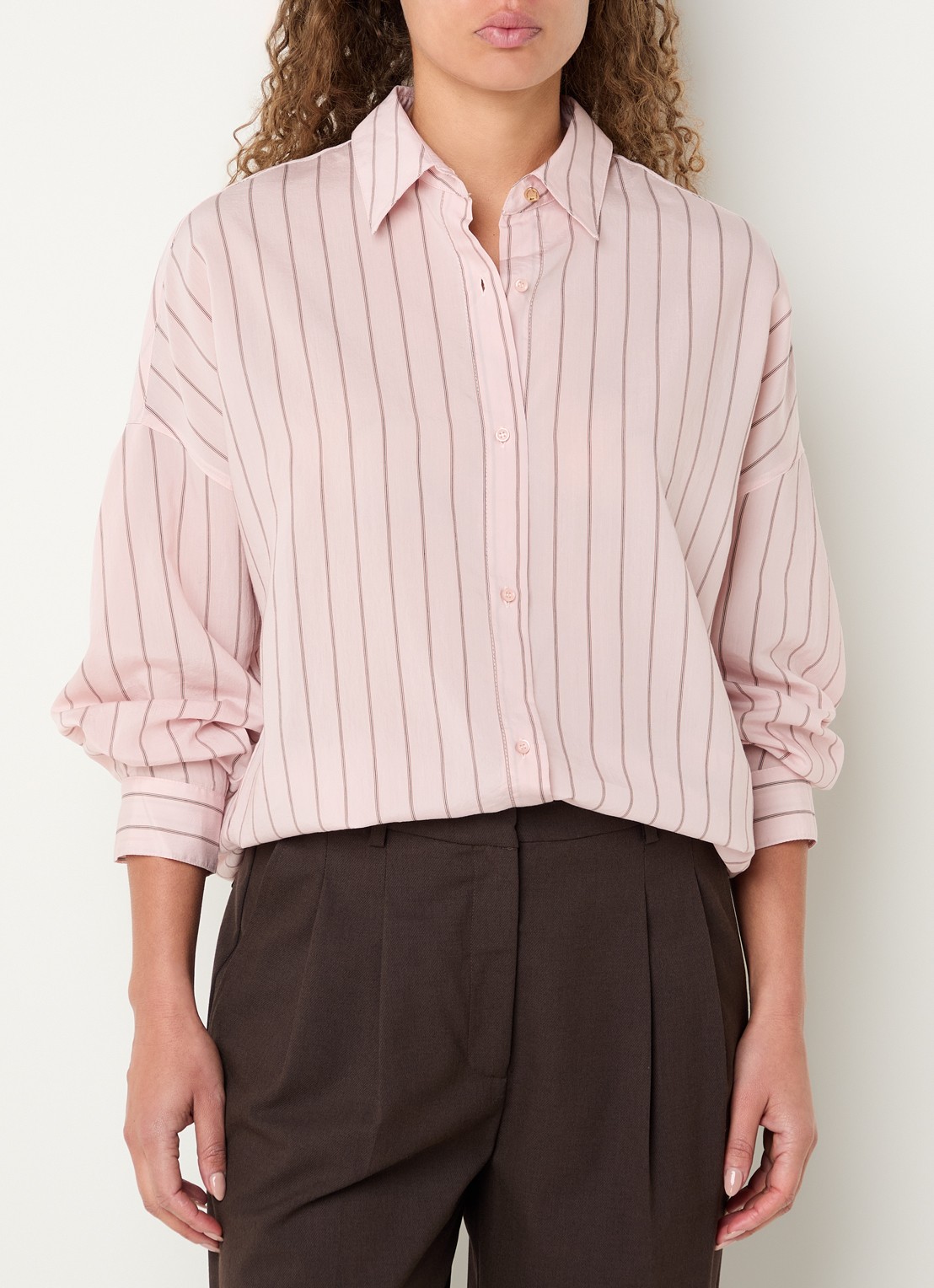 Sessùn Dazik blouse met streepprint - detail 4 roze