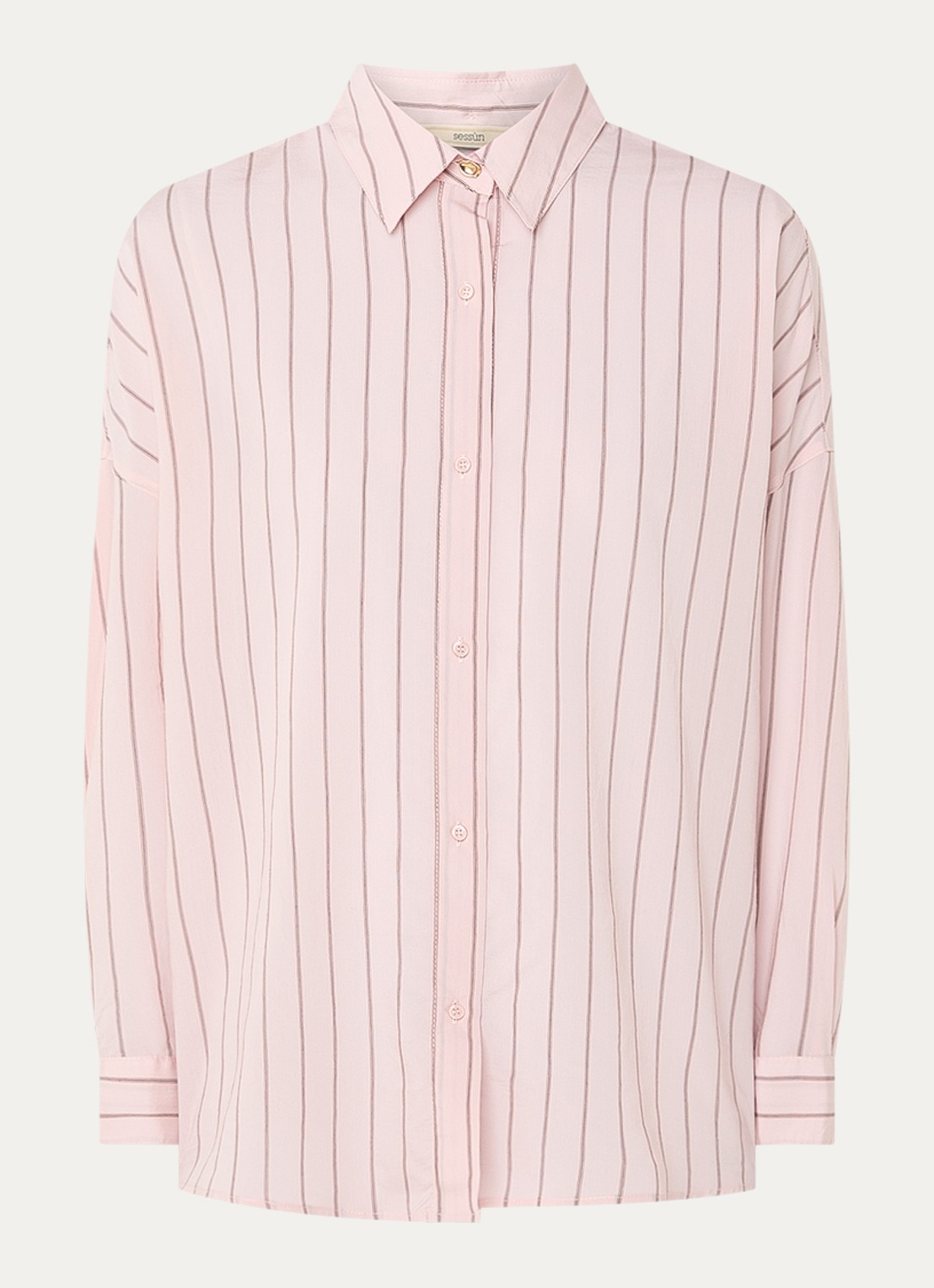 Sessùn Dazik blouse met streepprint - voorkant 2 roze