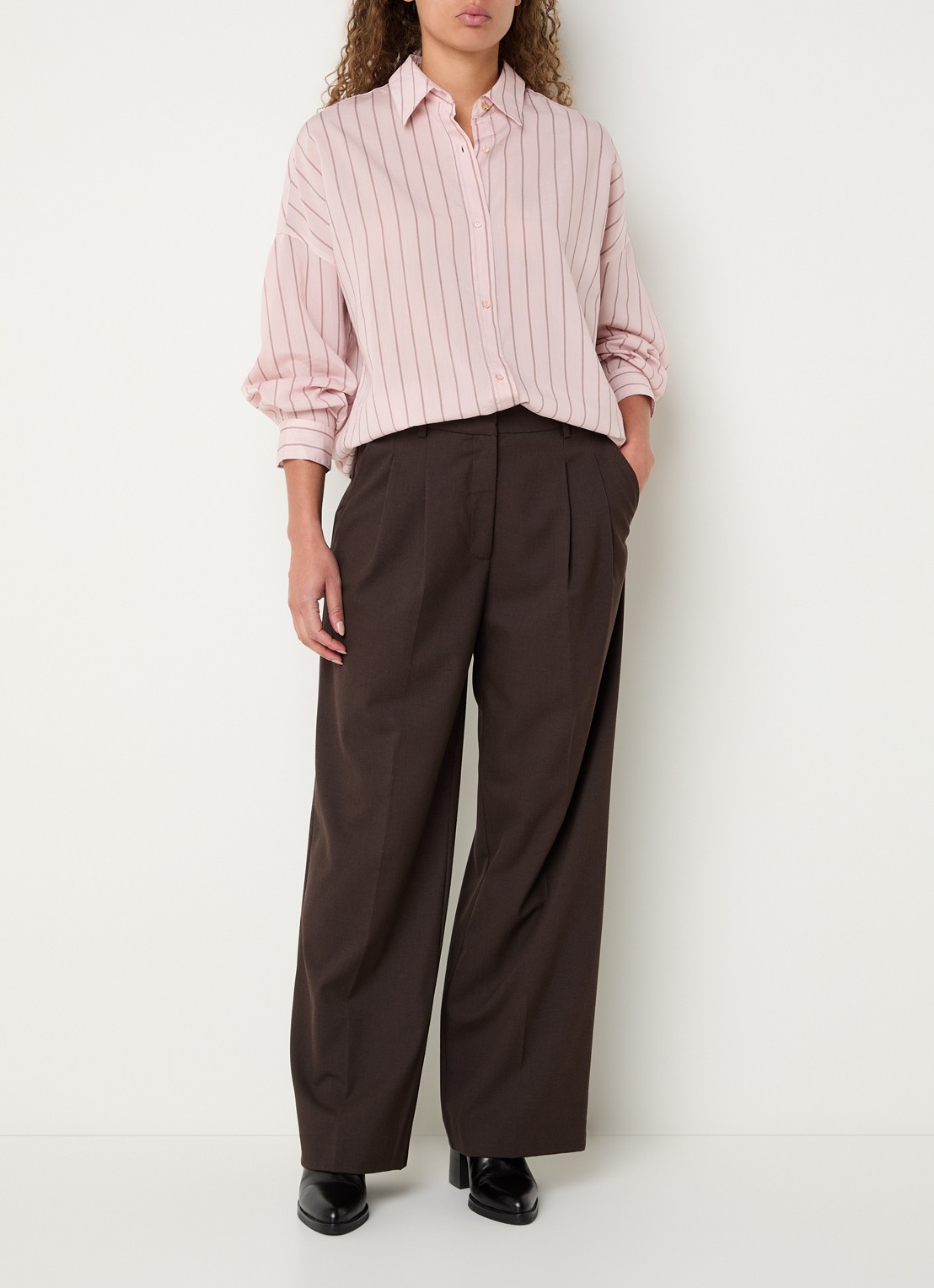 Sessùn Dazik blouse met streepprint - voorkant 3 roze