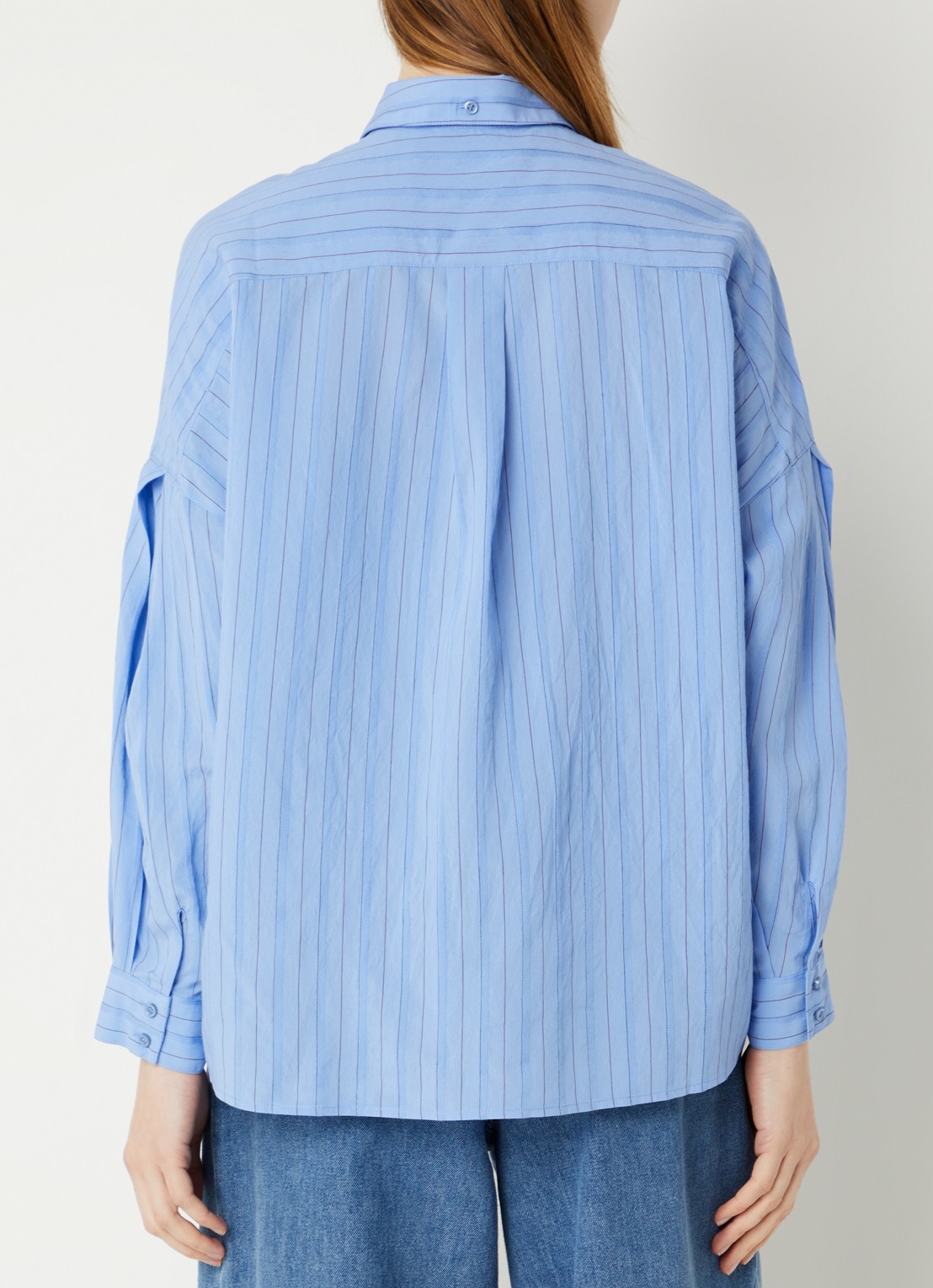Sessùn Dazik blouse met streepprint - achterkant 2 blauw