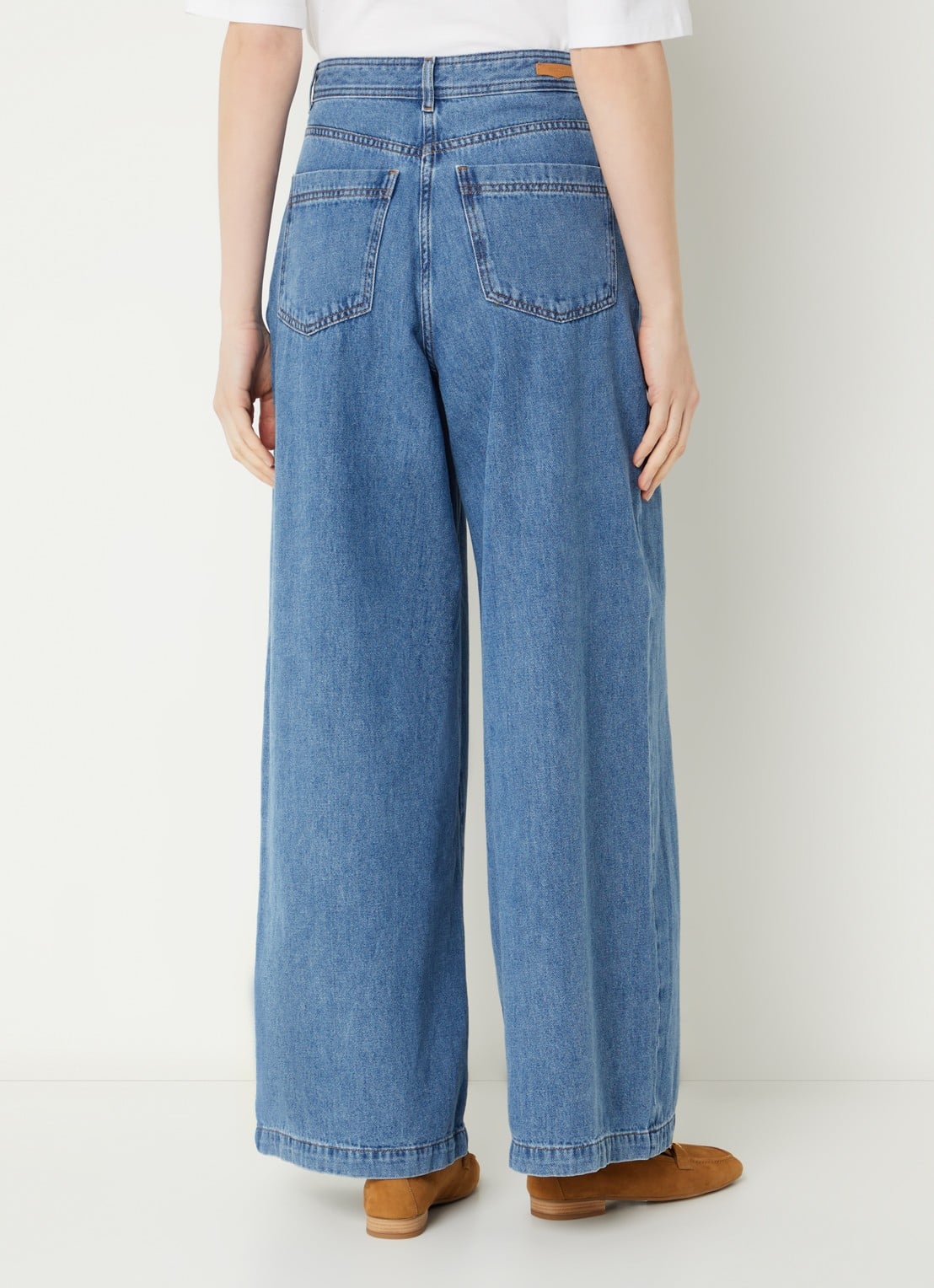 Sessùn Diegui high waist wide fit palazzo broek van denim - achterkant indigo