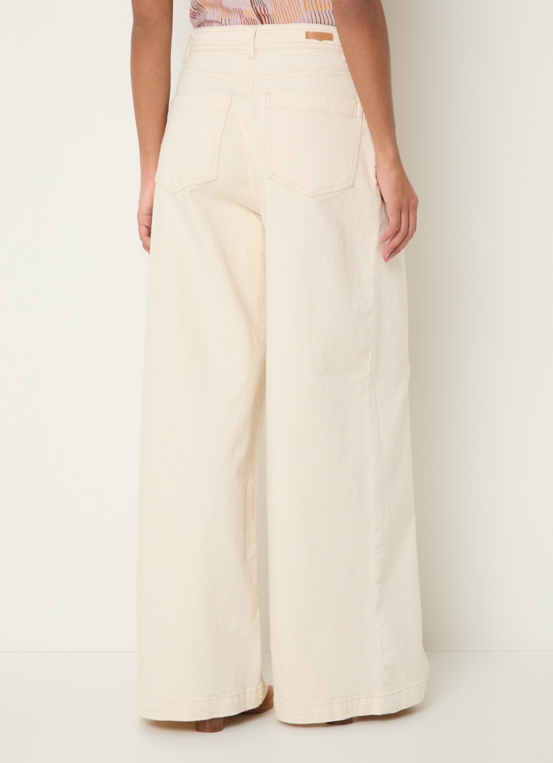 Sessùn Diegui high waist wide fit palazzo broek van denim - achterkant 3 creme