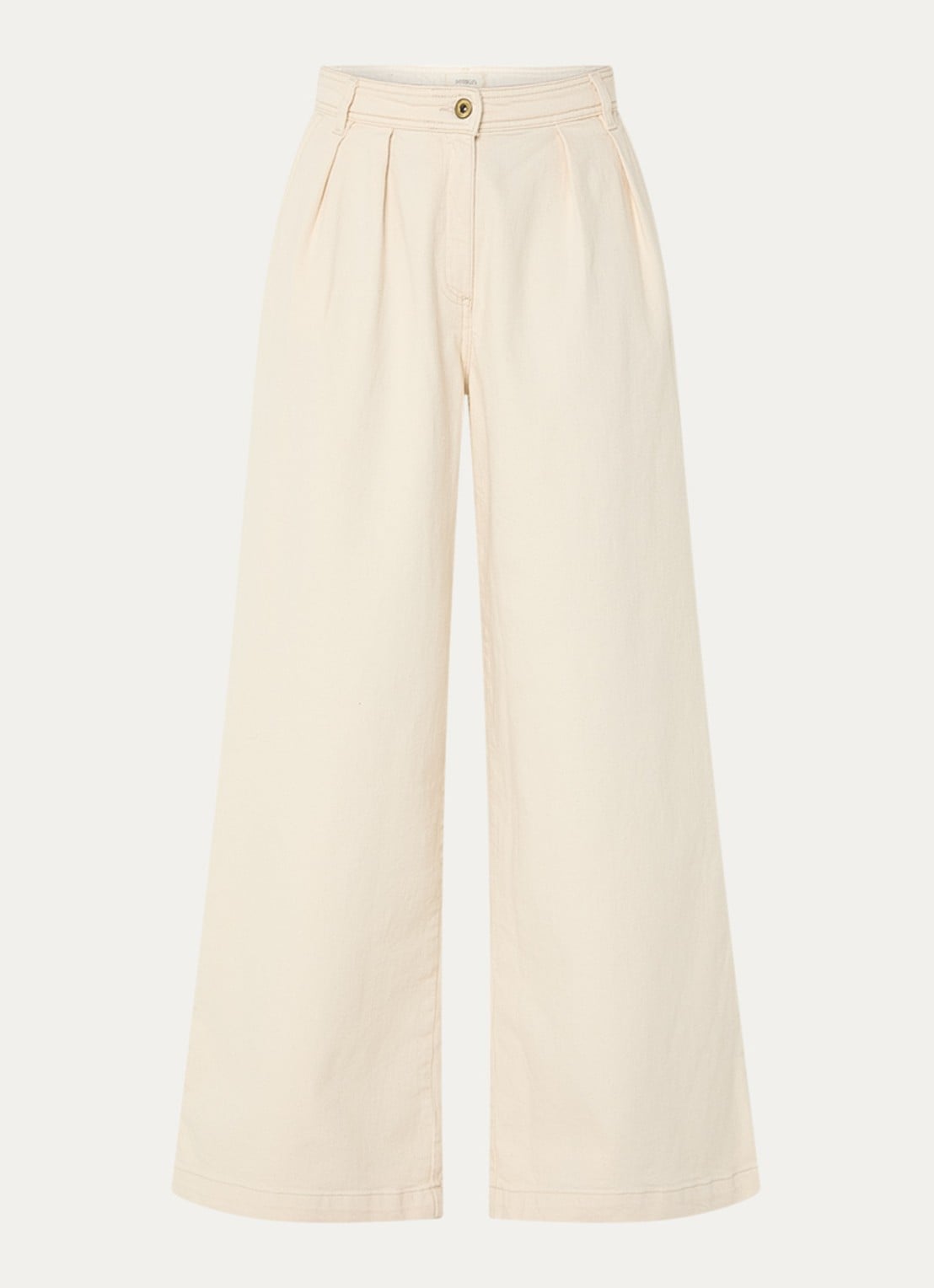 Sessùn Diegui high waist wide fit palazzo broek van denim - voorkant creme