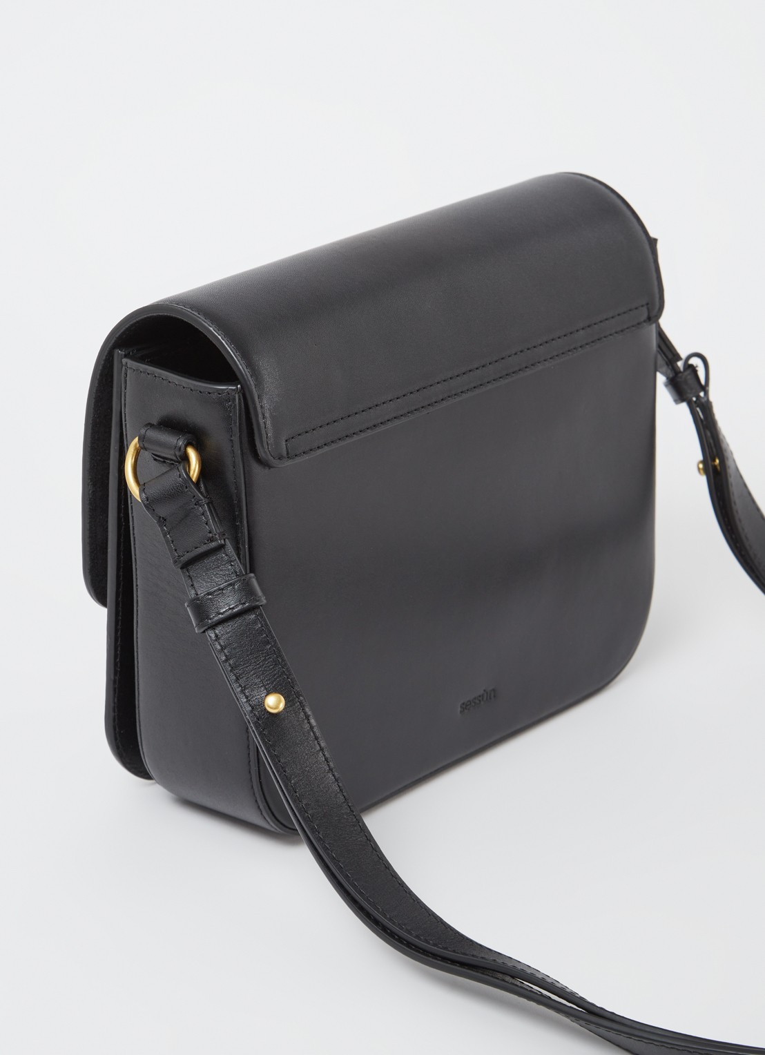 Sessùn Diviluz crossbodytas van leer met verstelbare schouderriem - achterkant 2 zwart