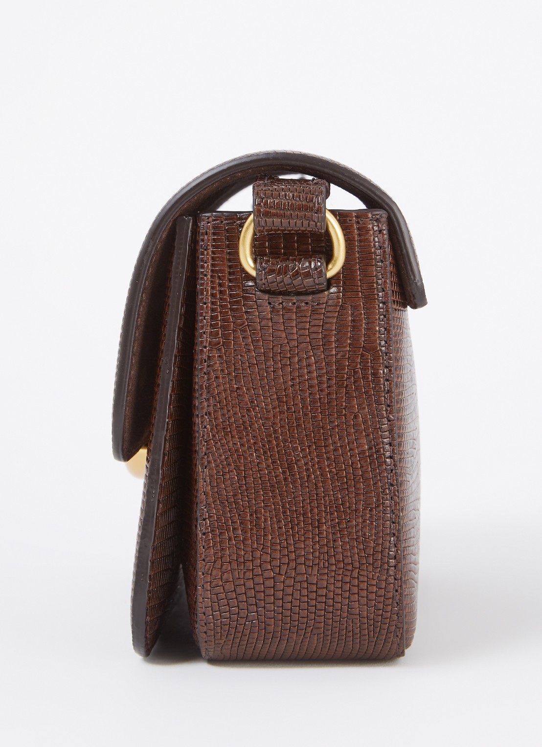 Sessùn Diviluz mimo crossbodytas van leer met crocostructuur - detail 3 donkerbruin