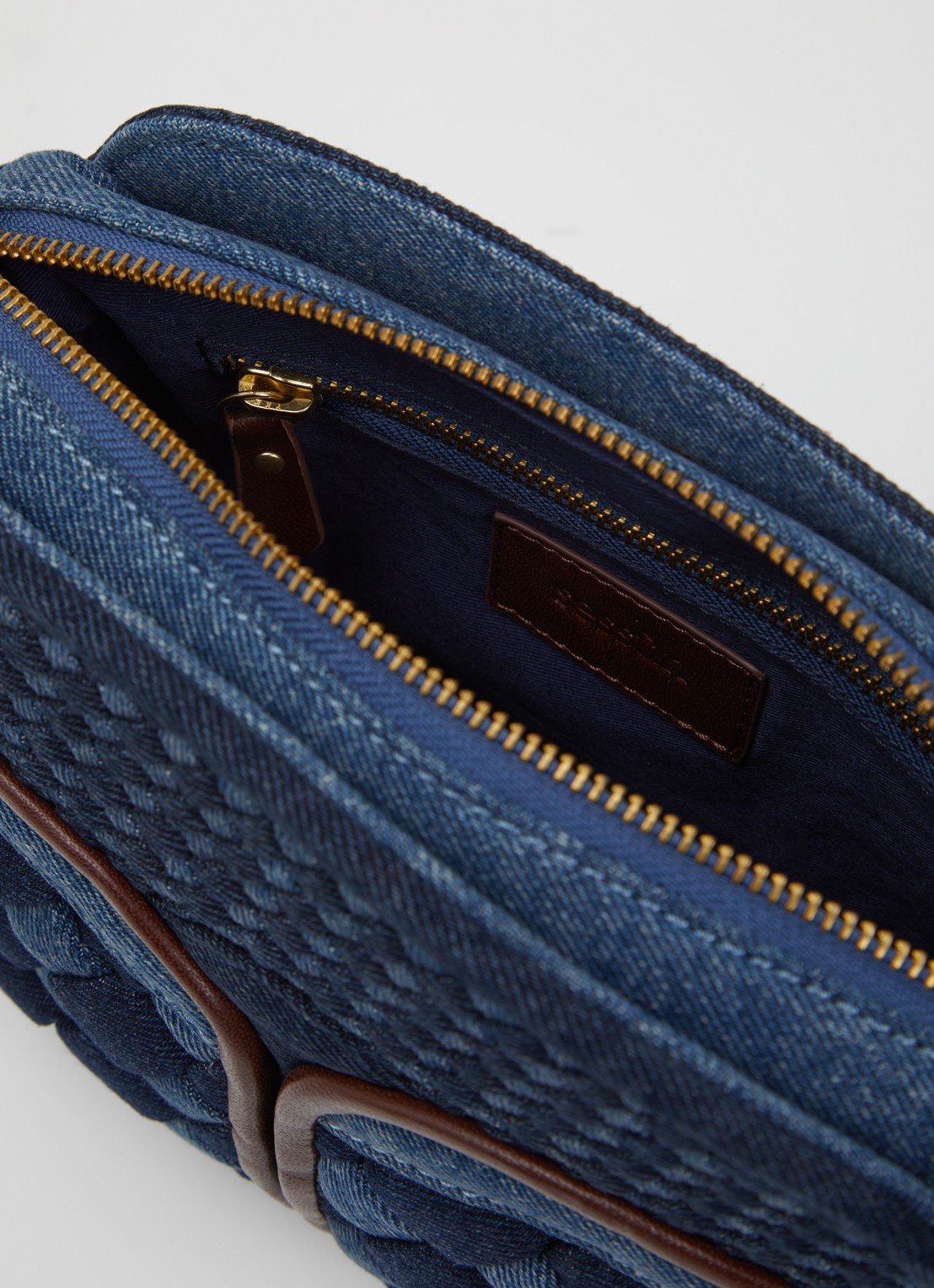 Sessùn Divine Braided crossbodytas met details van lamsleer - detail 2 indigo