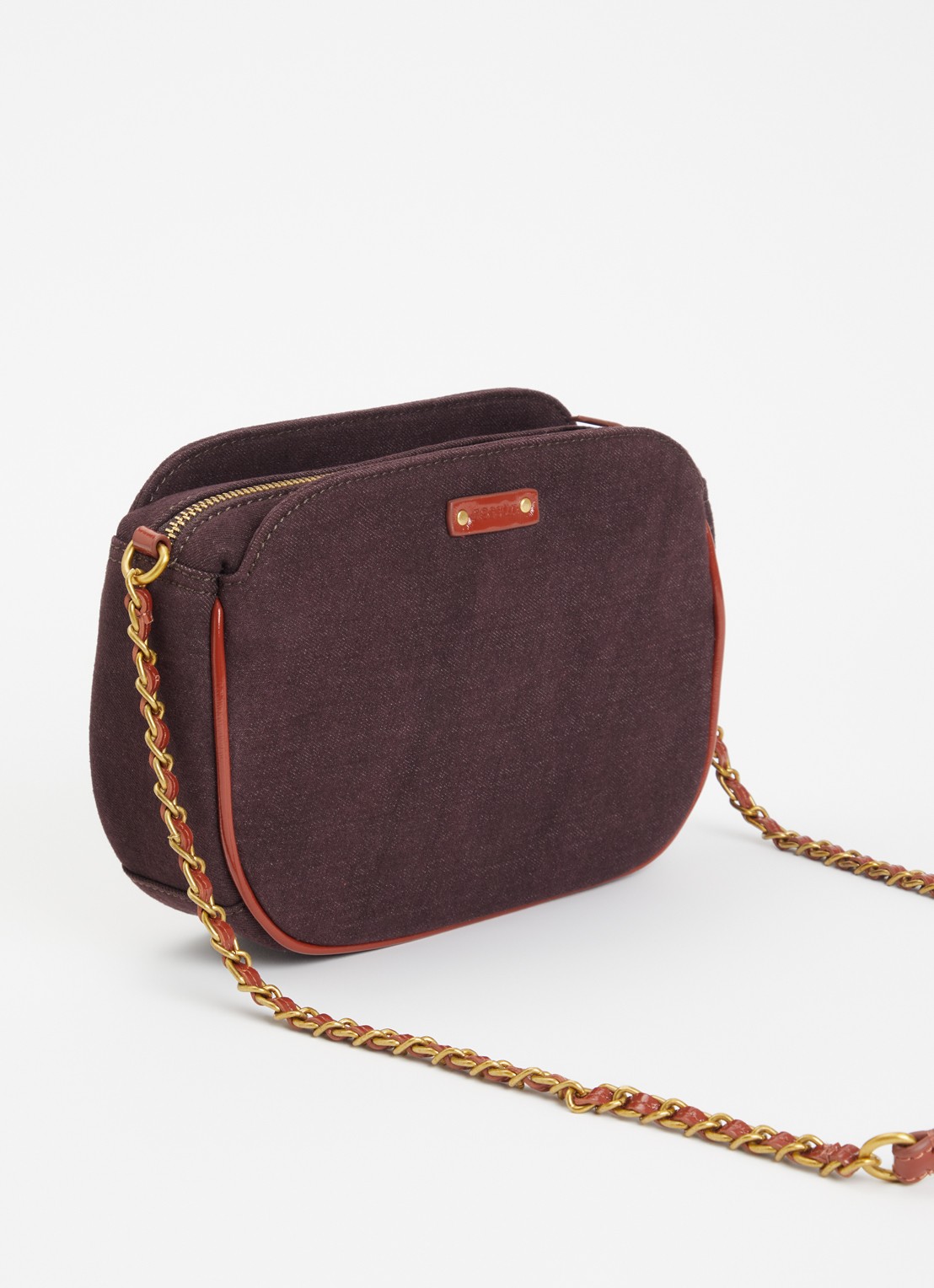 Sessùn Divine crossbodytas met details van lamsleer - achterkant 2 roodbruin