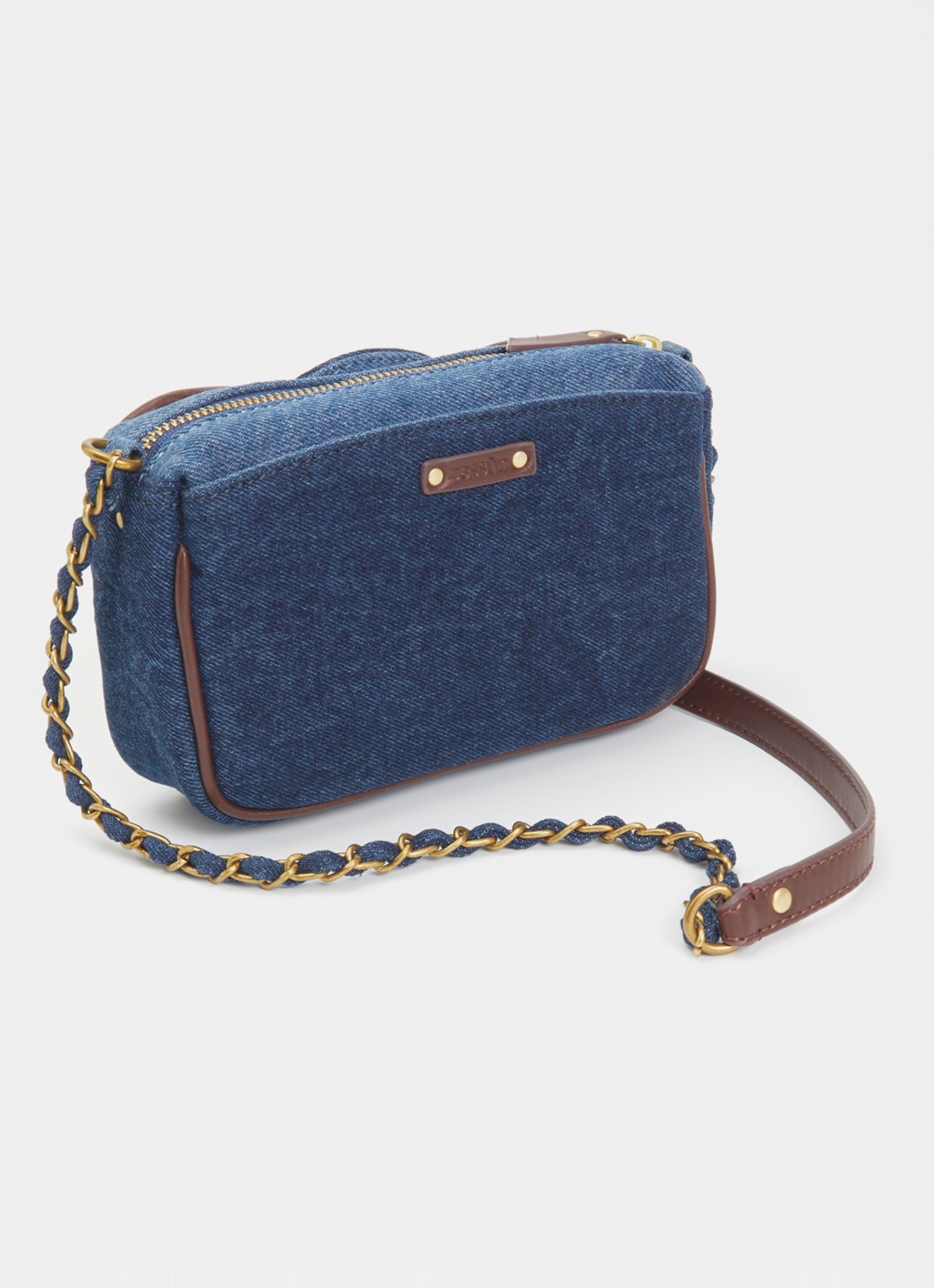 Sessùn Divinou crossbodytas van denim met quilt patroon - achterkant denim