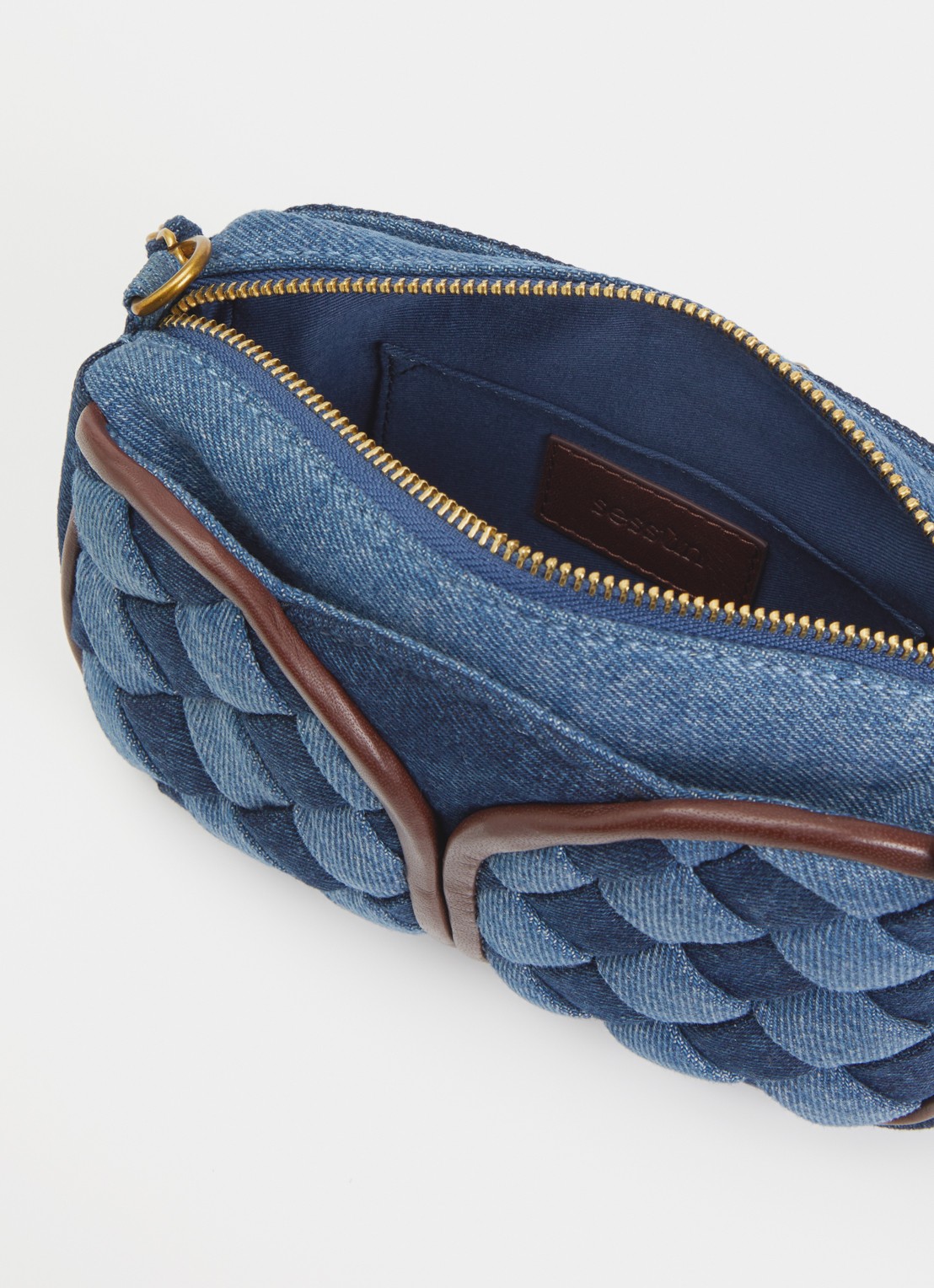 Sessùn Divinou crossbodytas van denim met quilt patroon - detail 3 denim