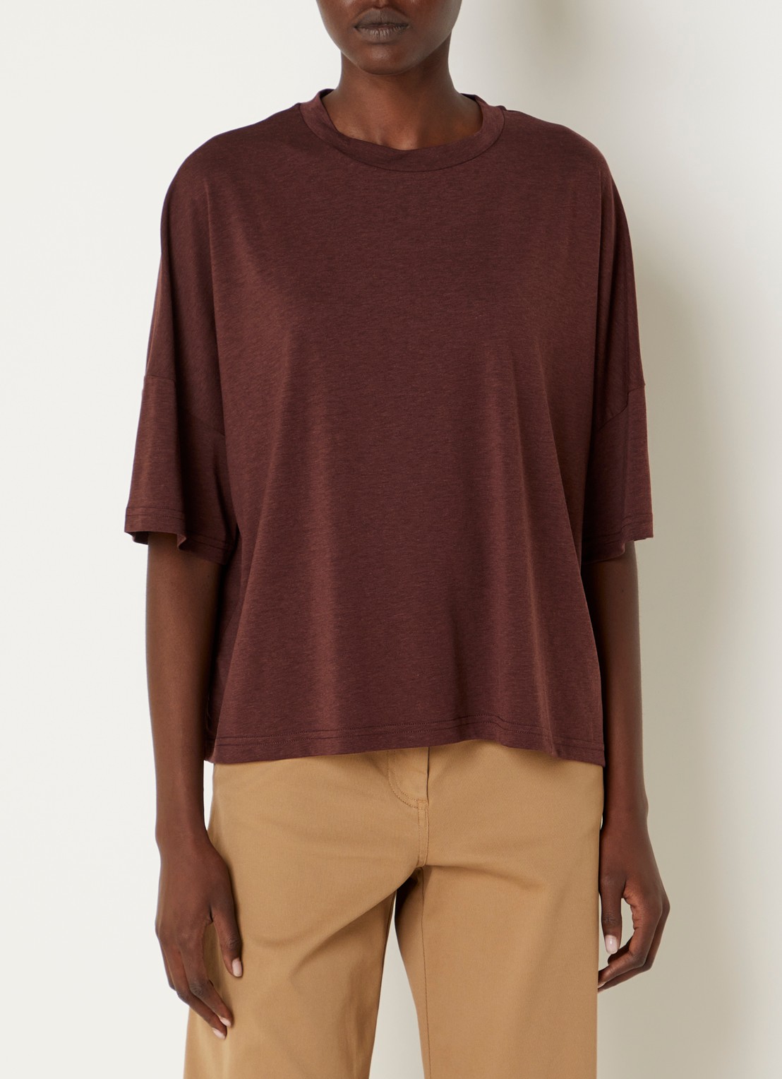 Sessùn Dorel T-shirt met ronde hals - detail 3 camel