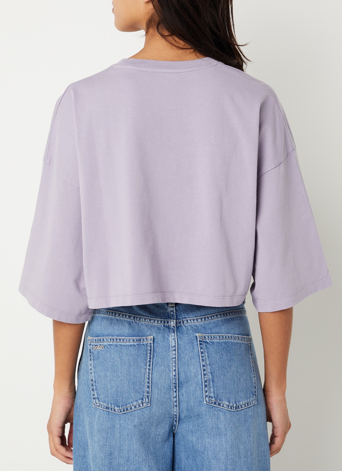 Sessùn Epoteiro cropped T-shirt met trompetmouw - achterkant 4 lila