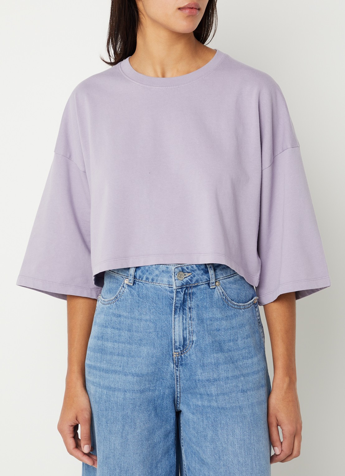 Sessùn Epoteiro cropped T-shirt met trompetmouw - detail 3 lila