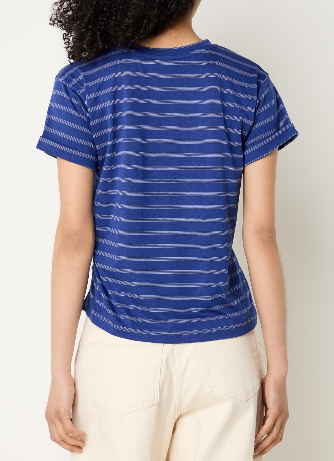 Sessùn Flaherty T-shirt met streepprint - achterkant kobaltblauw
