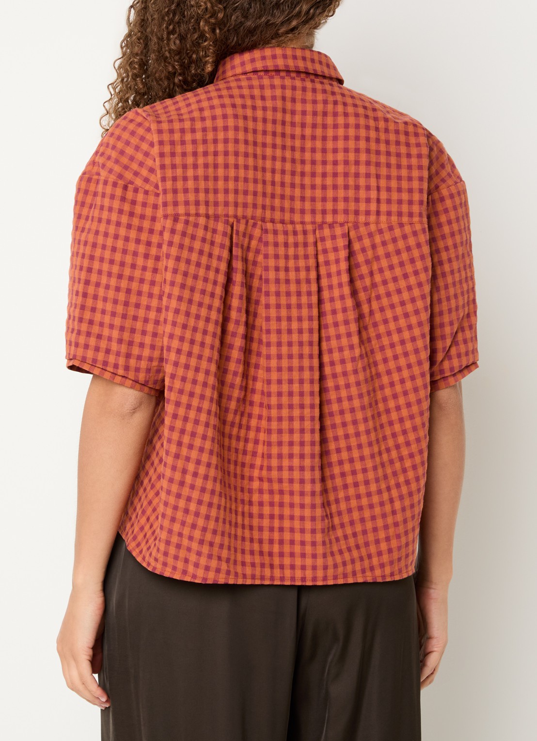 Sessùn Florentina blouse met ruitdessin - achterkant 4 oranje