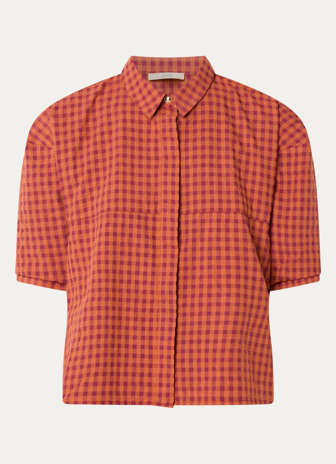 Sessùn Florentina blouse met ruitdessin - voorkant oranje
