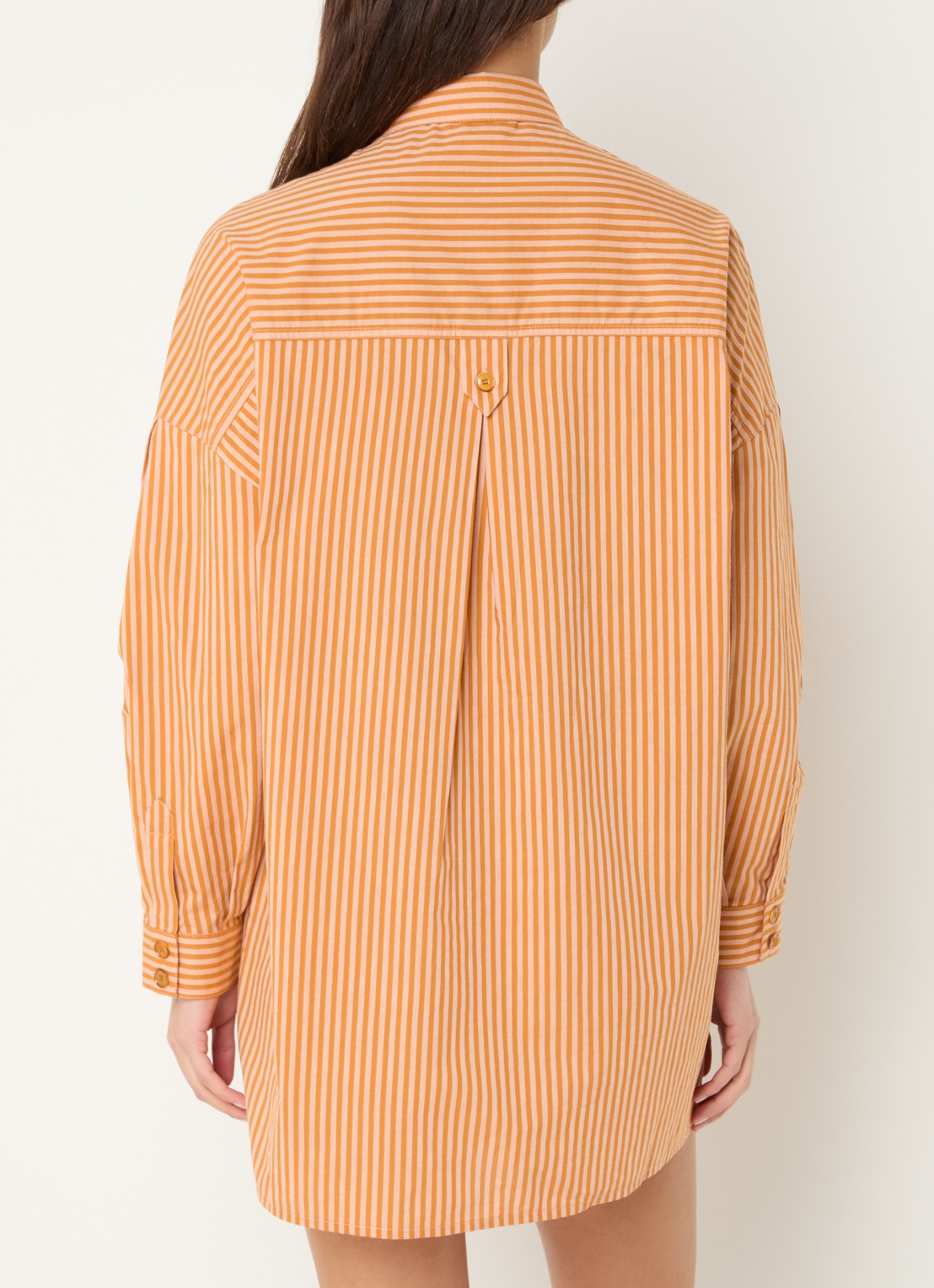 Sessùn Fontella mini blousejurk met streeprint - achterkant oranje