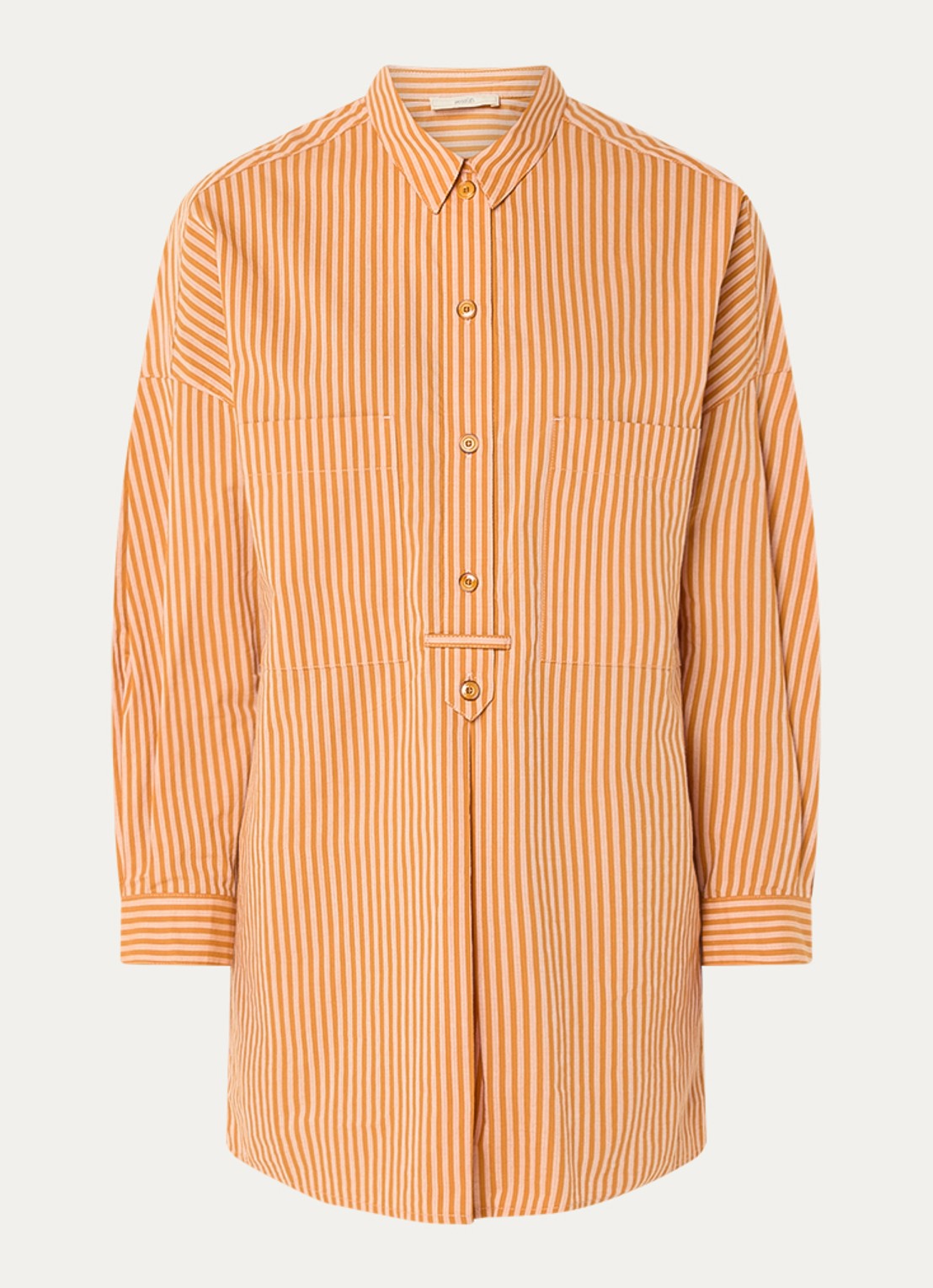 Sessùn Fontella mini blousejurk met streeprint - voorkant 3 oranje