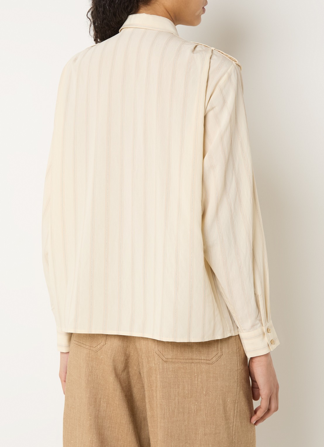 Sessùn Ginger blouse met streepprint en lurex - achterkant beige