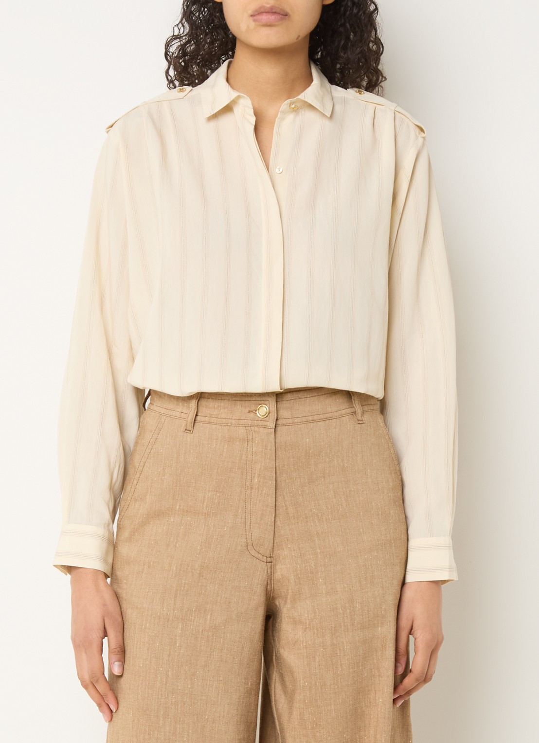 Sessùn Ginger blouse met streepprint en lurex - detail 2 beige