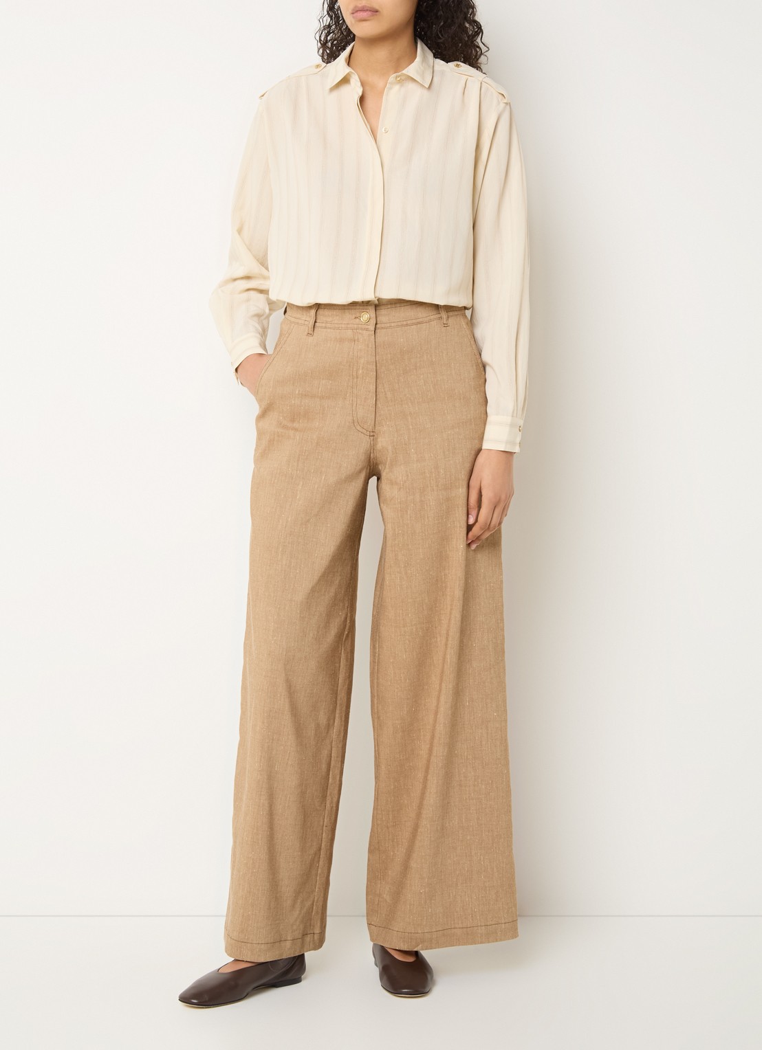 Sessùn Ginger blouse met streepprint en lurex - voorkant 4 beige