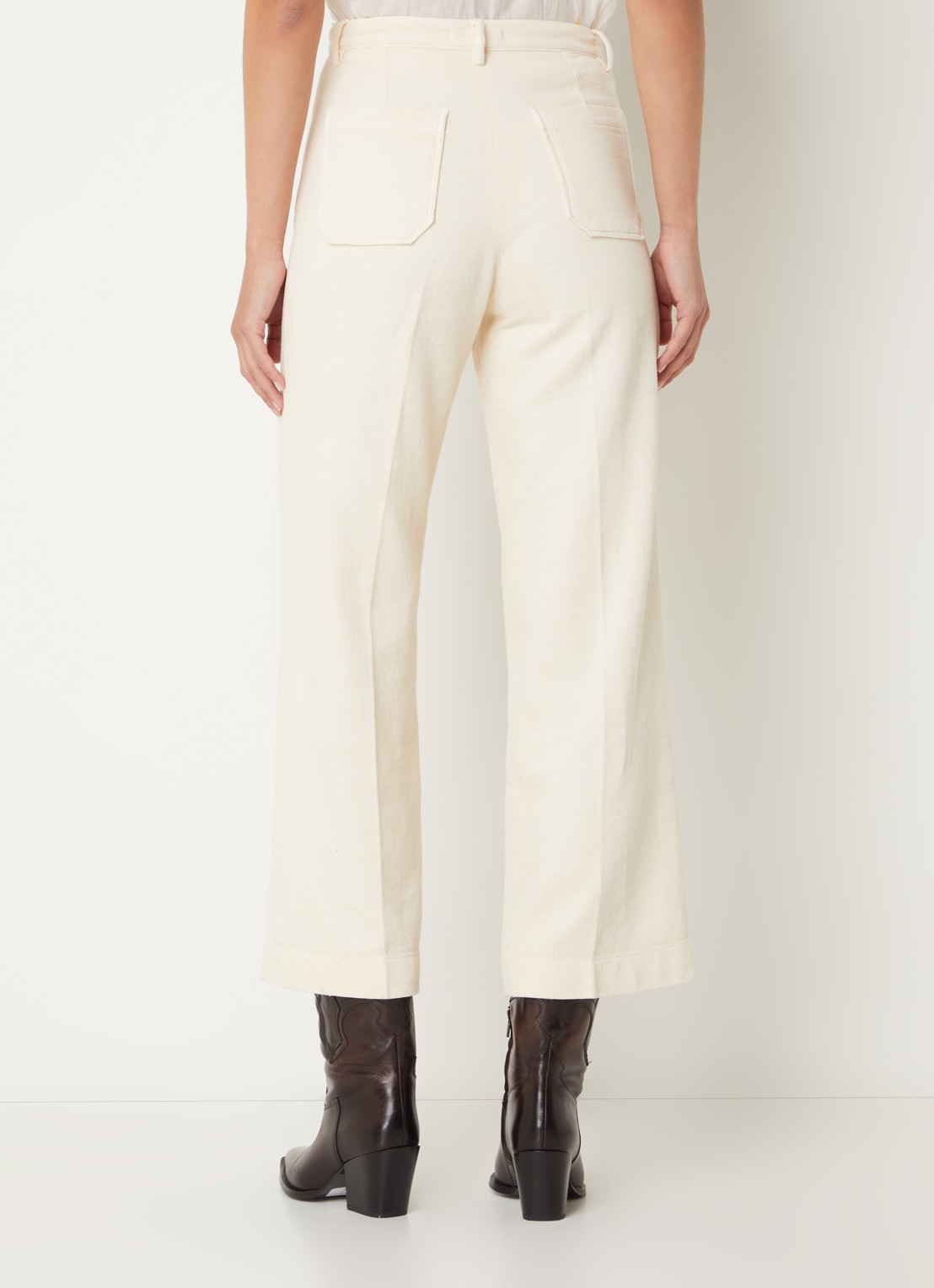 Sessùn Hendrick high waist straight fit culotte met opgestikte zakken - achterkant 2 creme