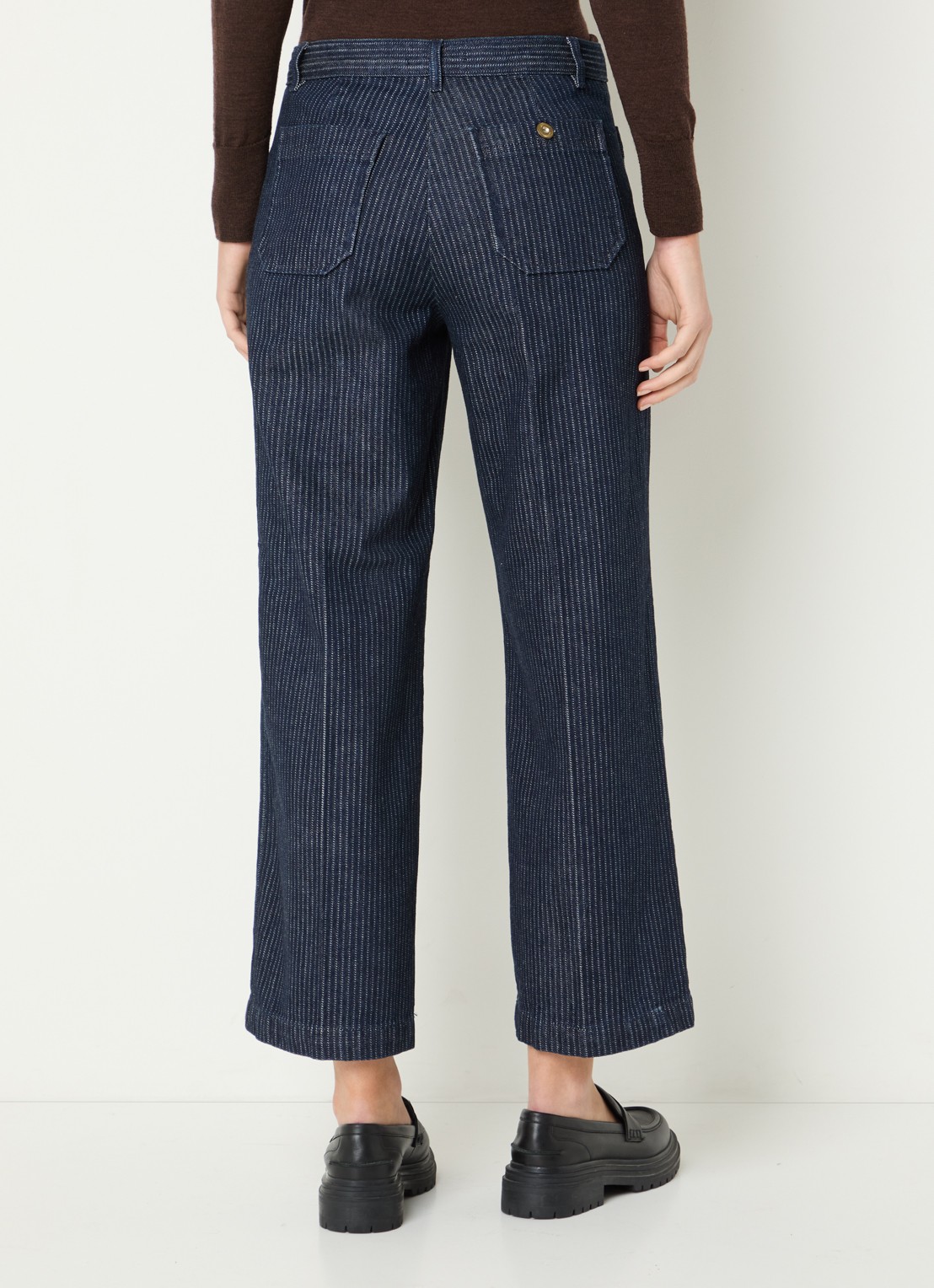 Sessùn High waist cropped straight leg jeans met donkere wassing - achterkant 2 indigo