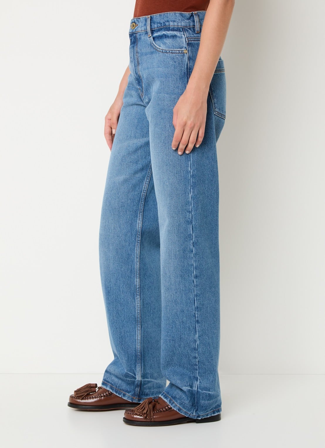 Sessùn High waist straight leg jeans met medium wassing - detail 4 indigo