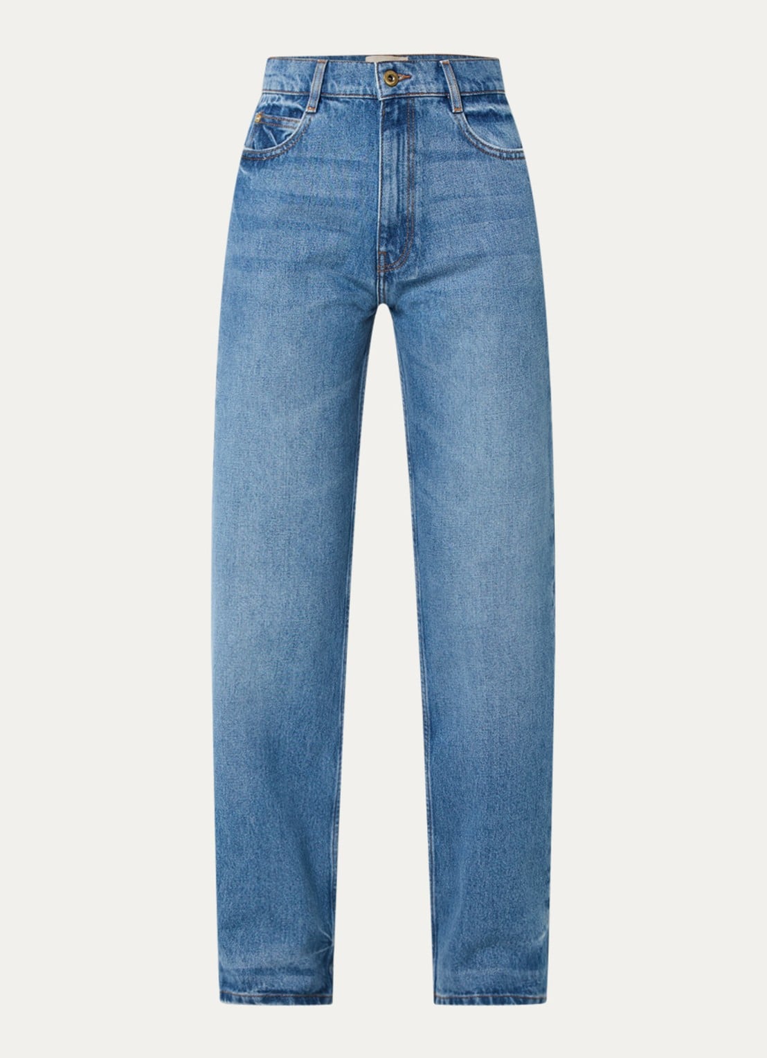 Sessùn High waist straight leg jeans met medium wassing - voorkant indigo