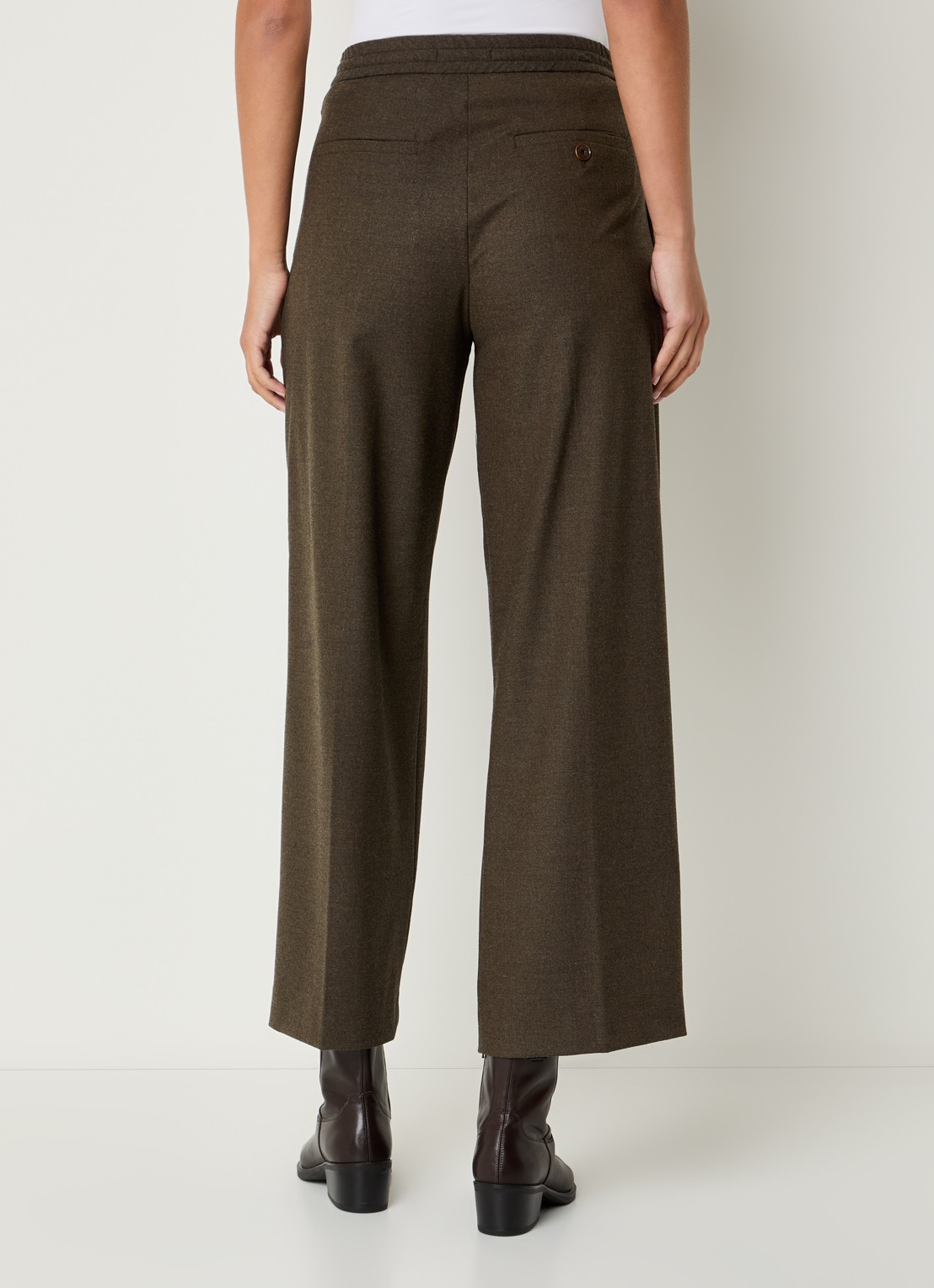 Sessùn Hojiki high waist wide fit broek met steekzakken - achterkant taupe