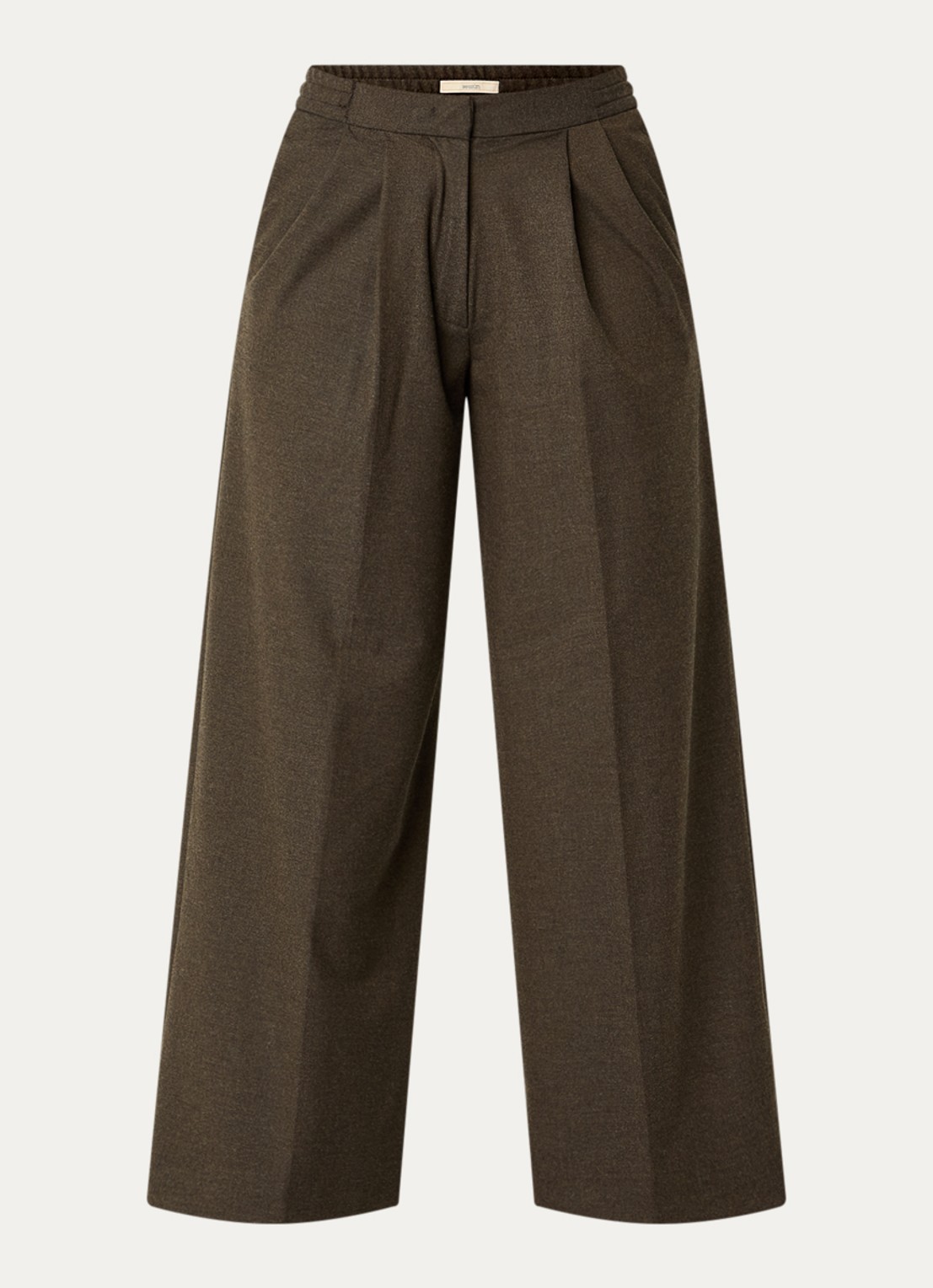 Sessùn Hojiki high waist wide fit broek met steekzakken - voorkant 2 taupe