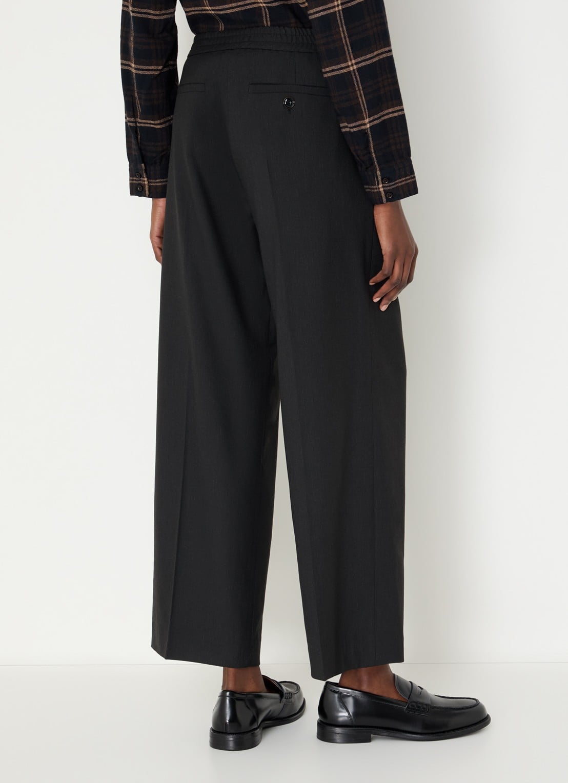 Sessùn Hojiki high waist wide fit broek met steekzakken - achterkant 4 zwart
